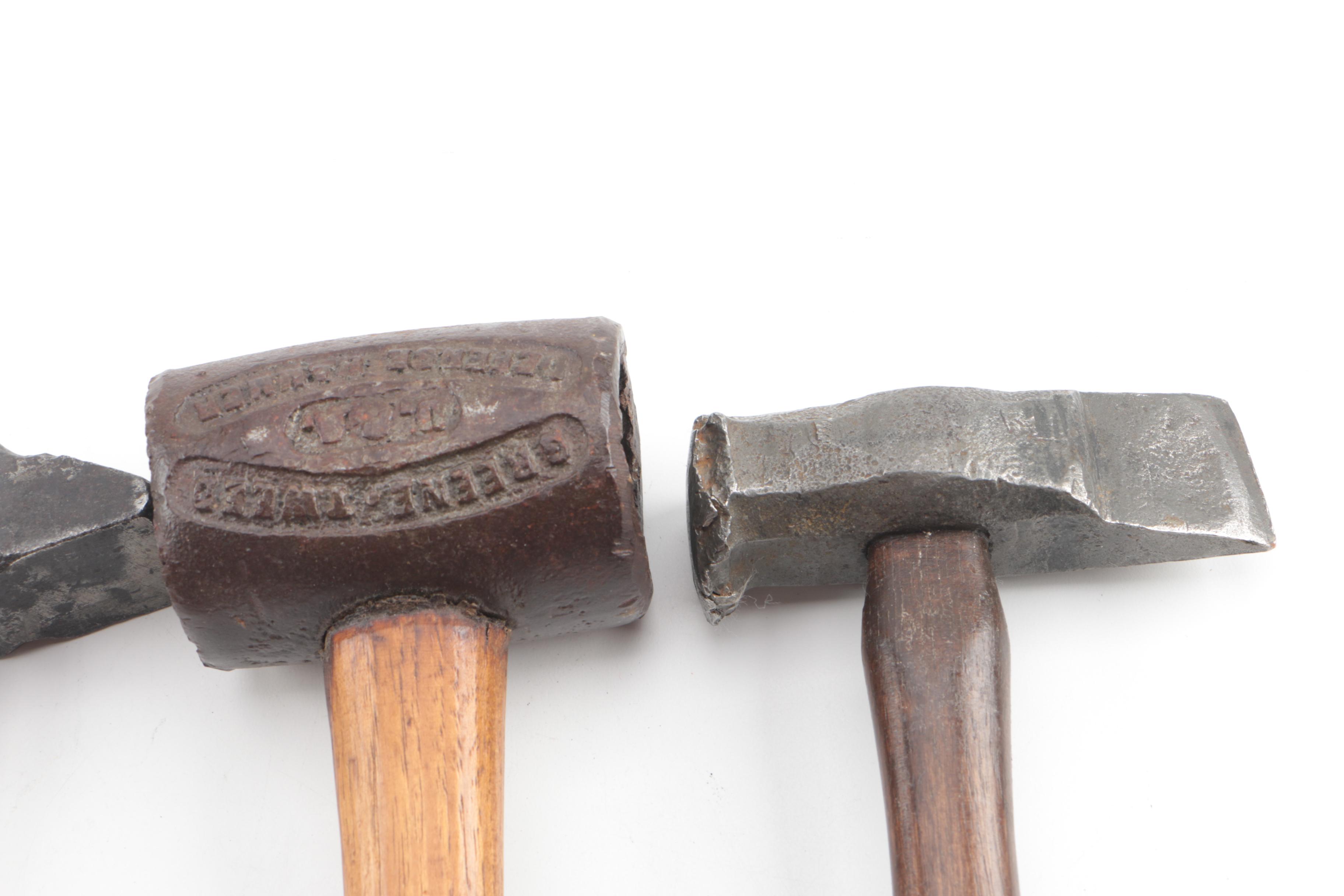 Wood Handled Hammers Including Green Tweed Defense Hammer