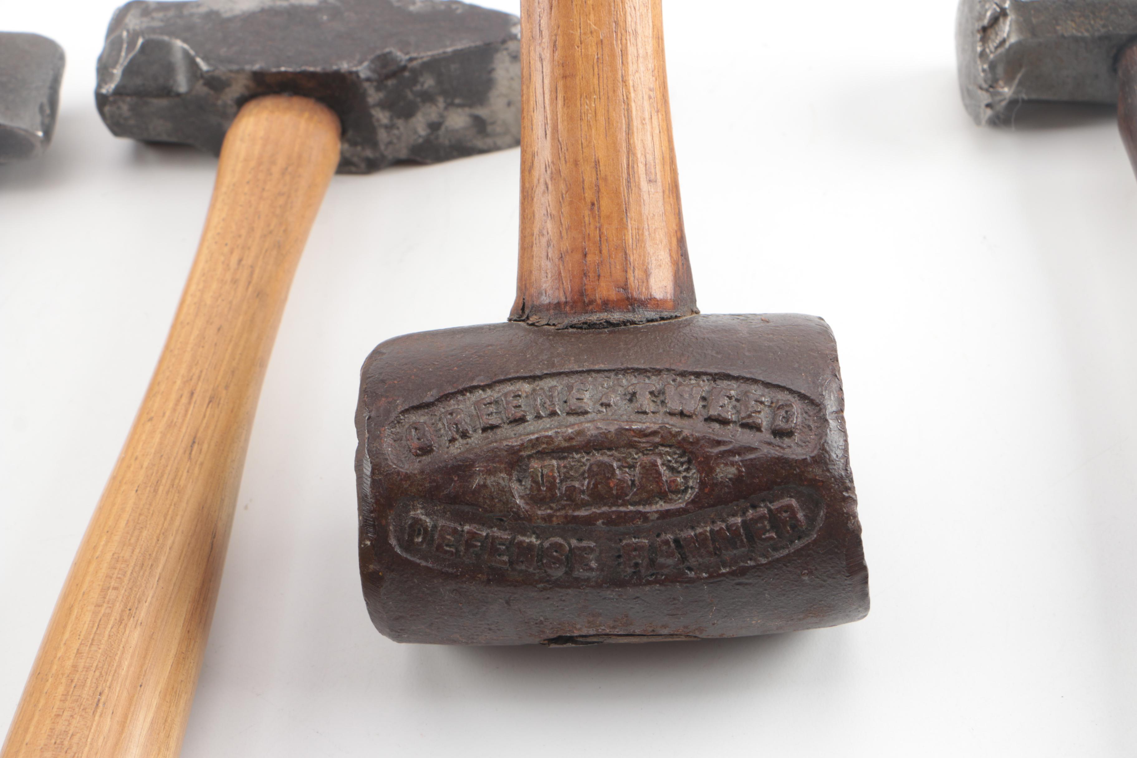 Wood Handled Hammers Including Green Tweed Defense Hammer