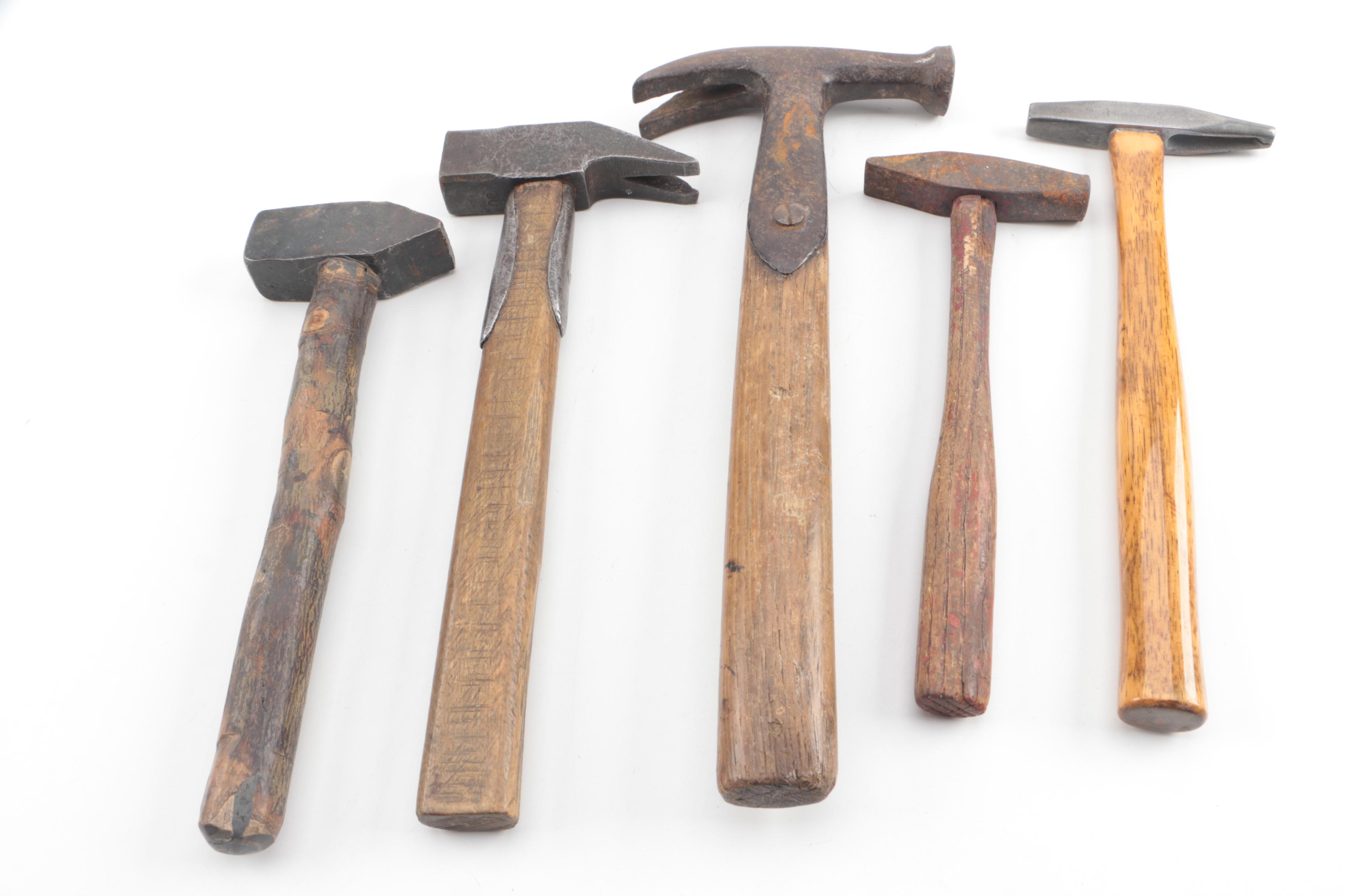 Wood Handled Hammers Including Green Tweed Defense Hammer