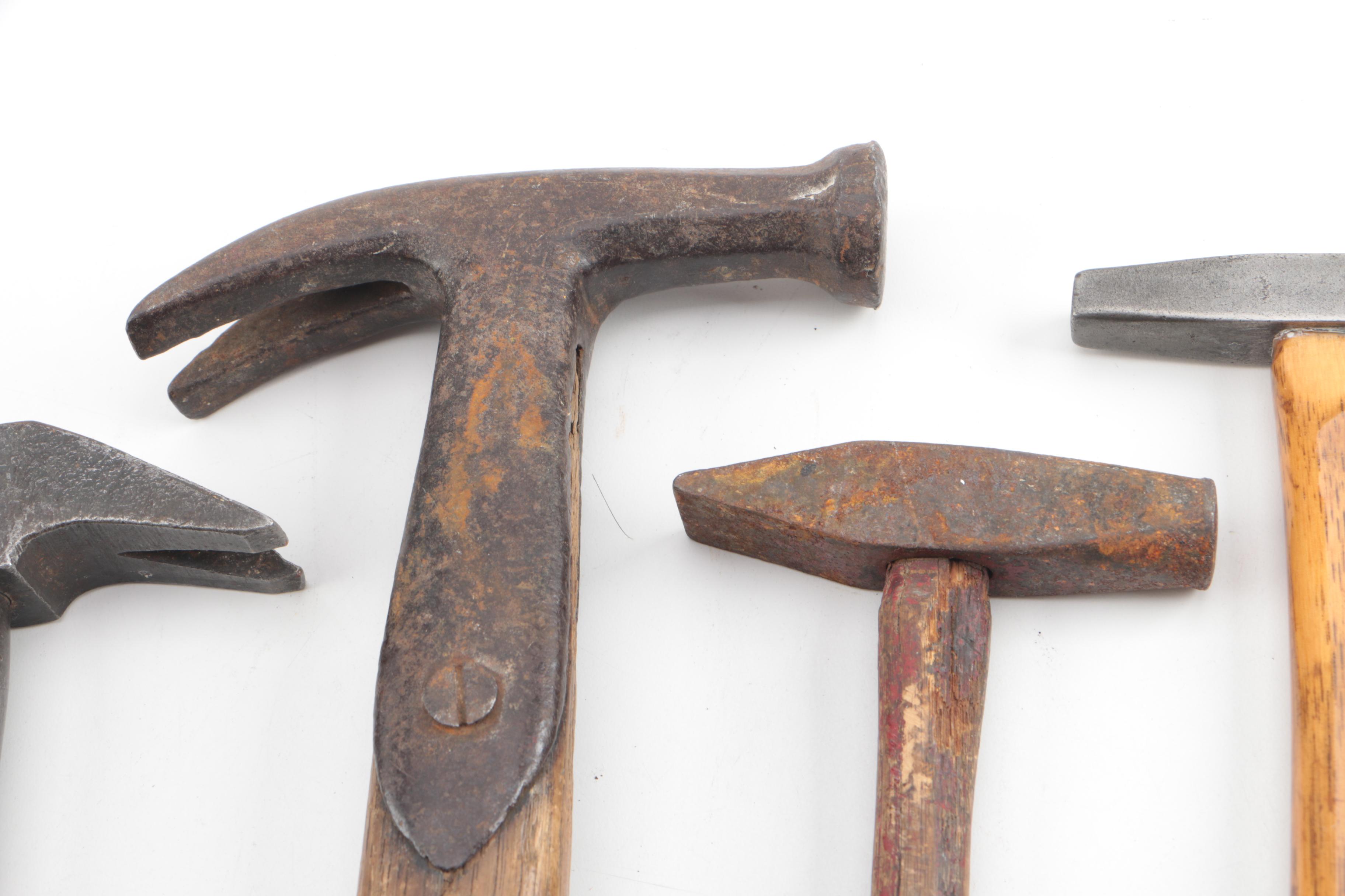 Wood Handled Hammers Including Green Tweed Defense Hammer