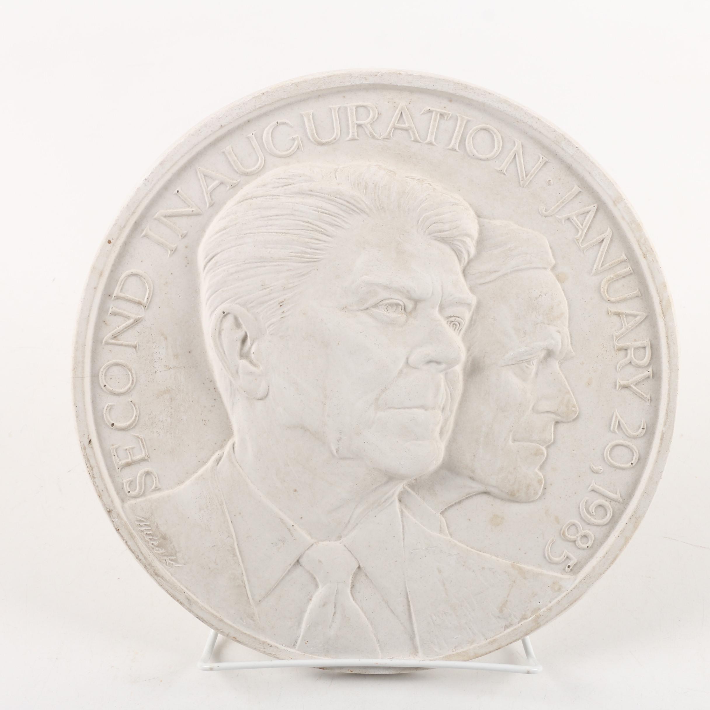 Plaster Reproduction of 1985 Reagan Inaugural Medal After Mico Kaufman