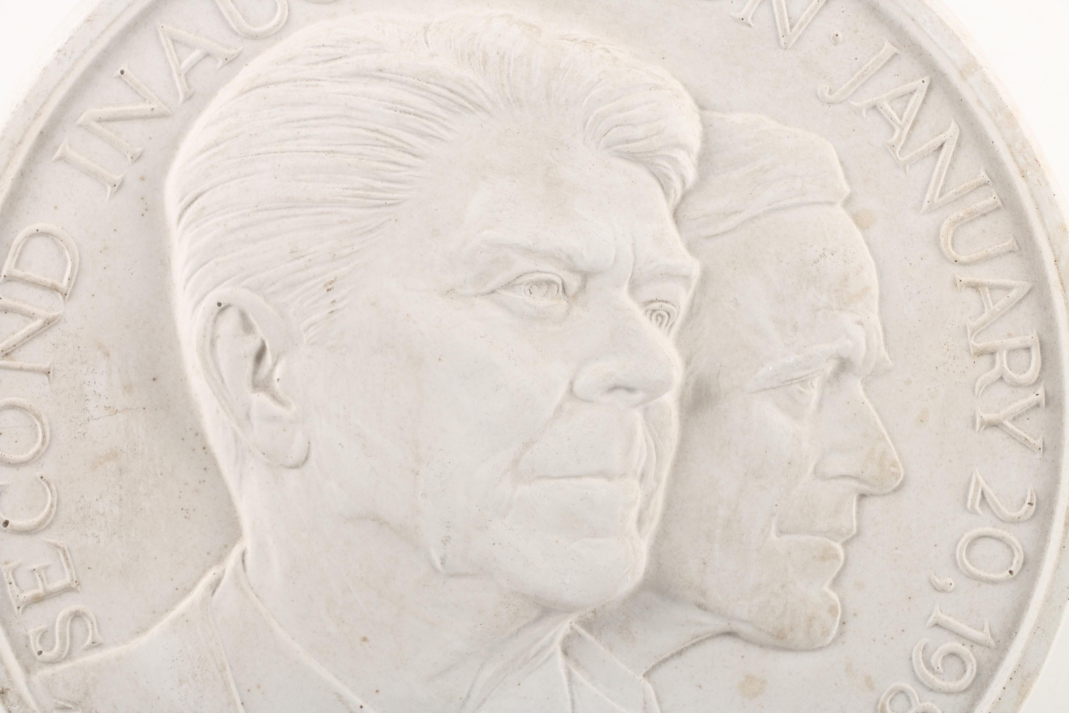 Plaster Reproduction of 1985 Reagan Inaugural Medal After Mico Kaufman