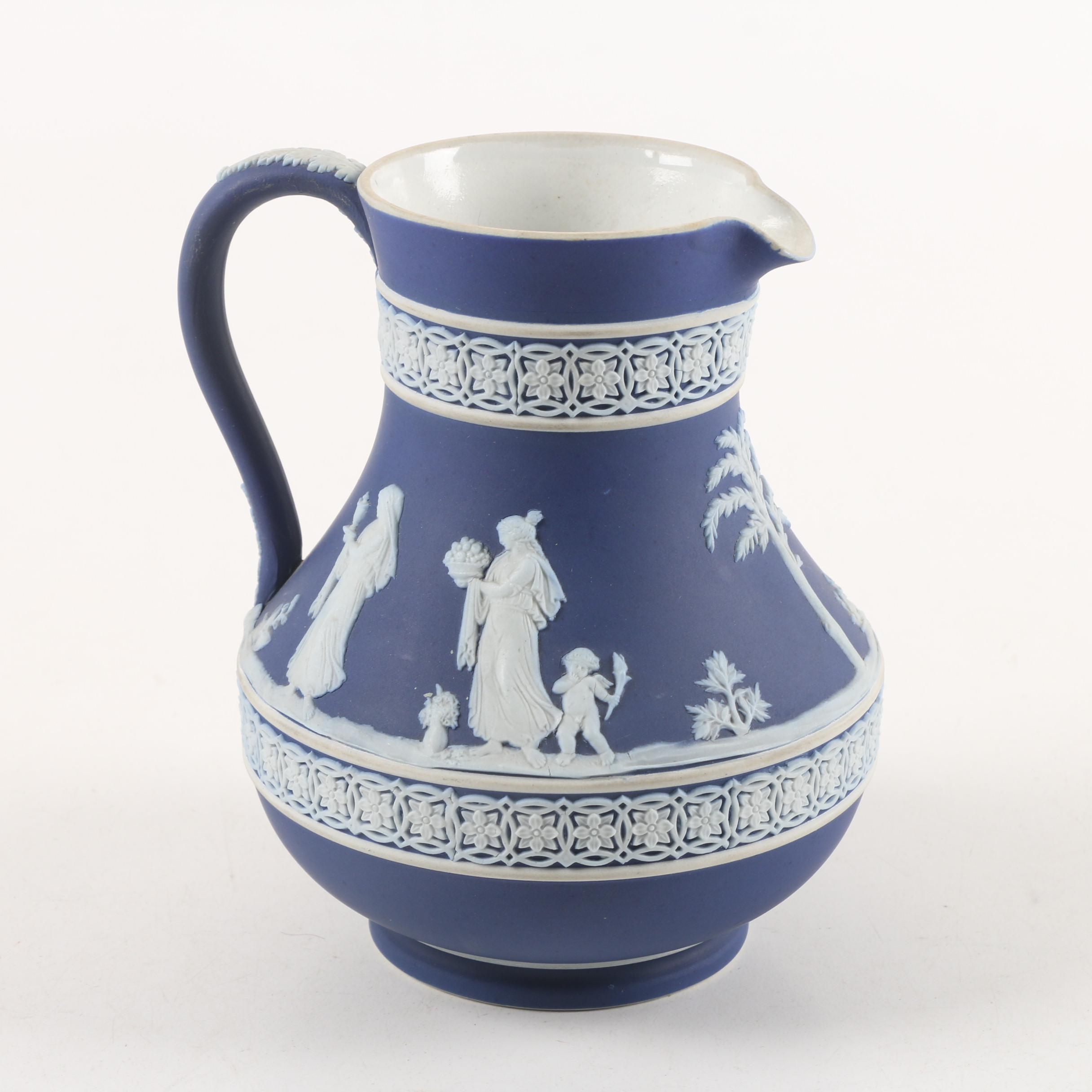 Vintage Wedgwood Cobalt Jasperware Pitcher