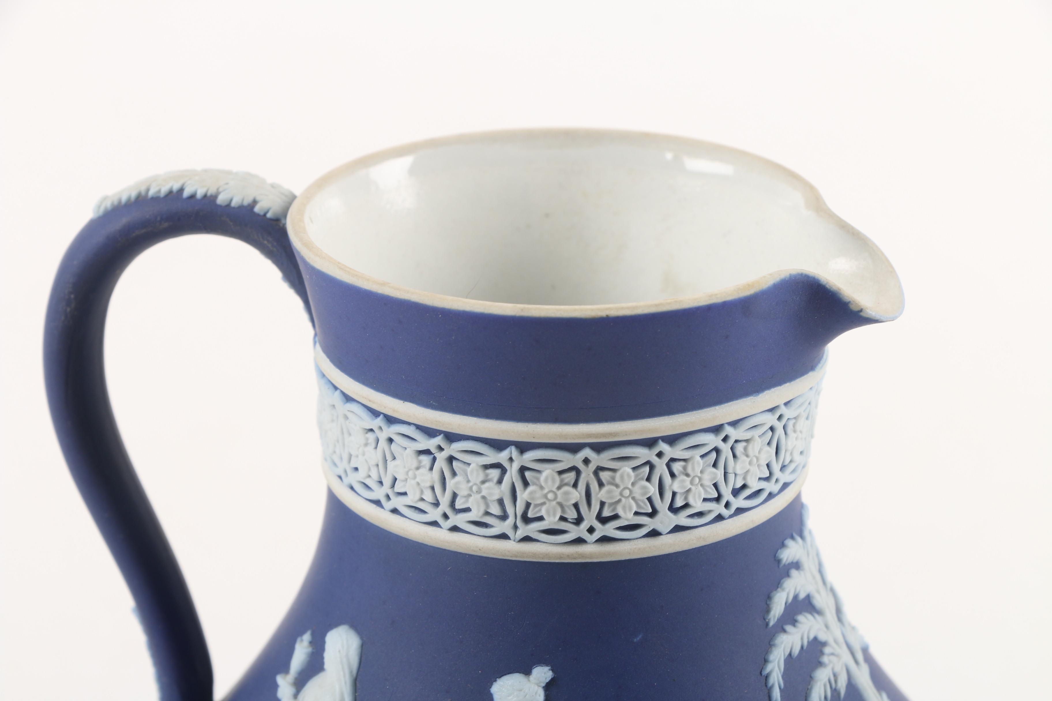 Vintage Wedgwood Cobalt Jasperware Pitcher