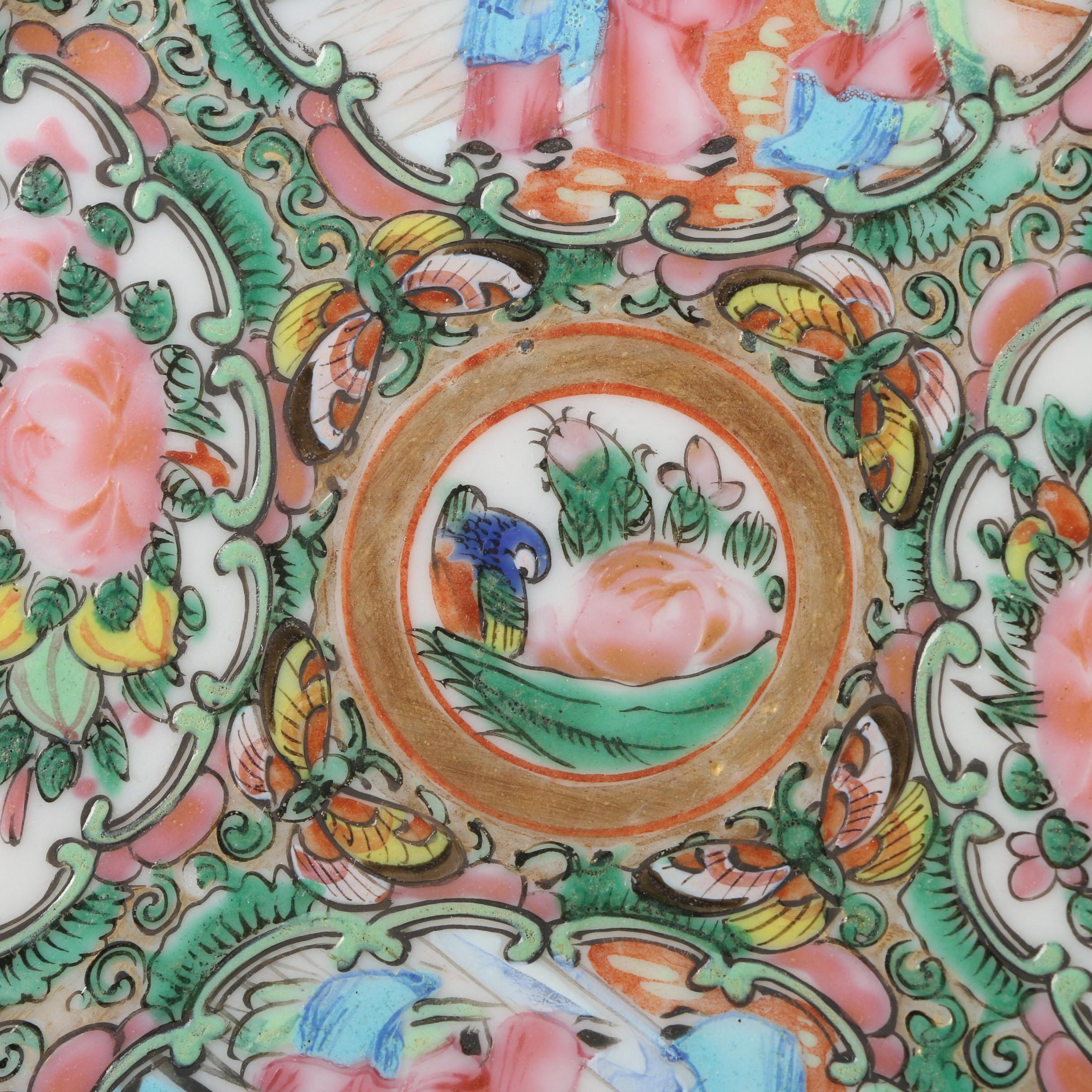 Vintage Chinese Rose Medallion Reticulated Porcelain Plates