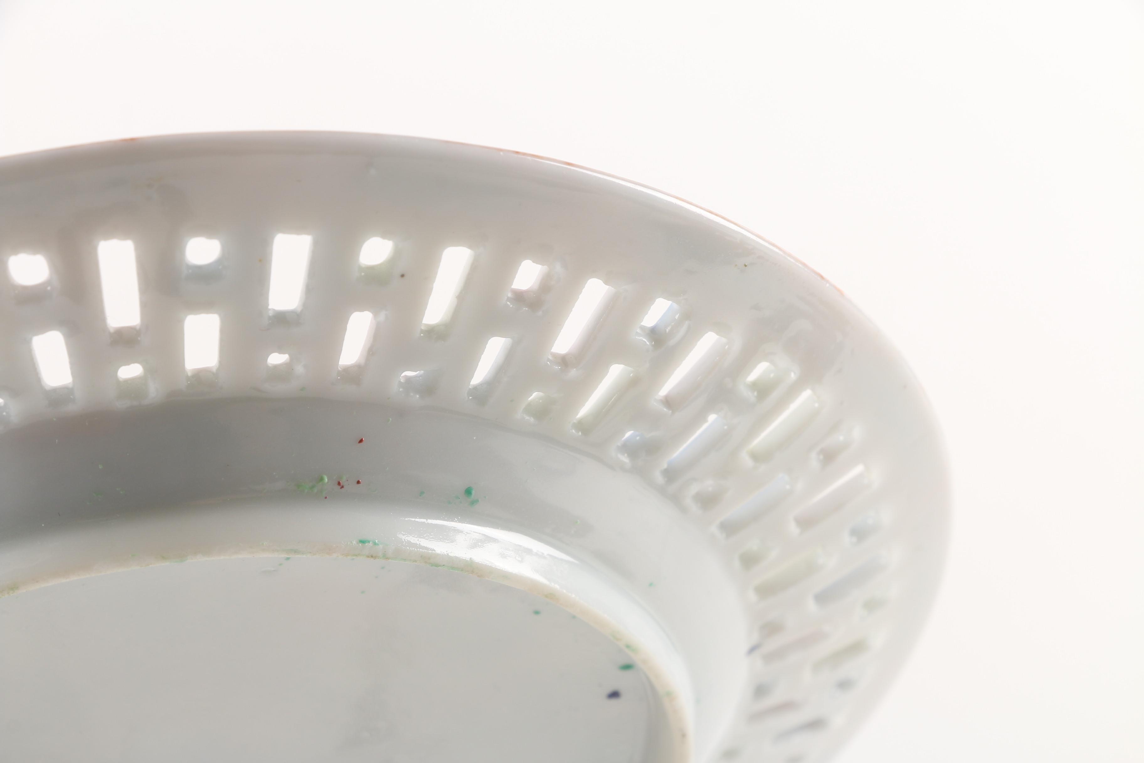 Vintage Chinese Rose Medallion Reticulated Porcelain Plates