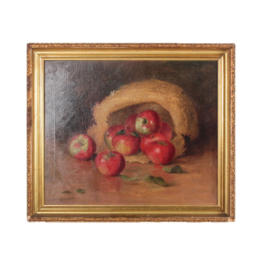 Josephine E. Bradstreet Oil on Canvas of Apples