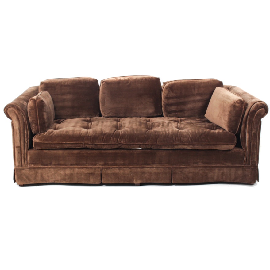 Brown Velour Sofa by Harden Furniture