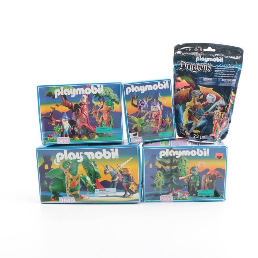 Playmobil Fantasy Themed Sets Including Magic Tree and Castle Dragon