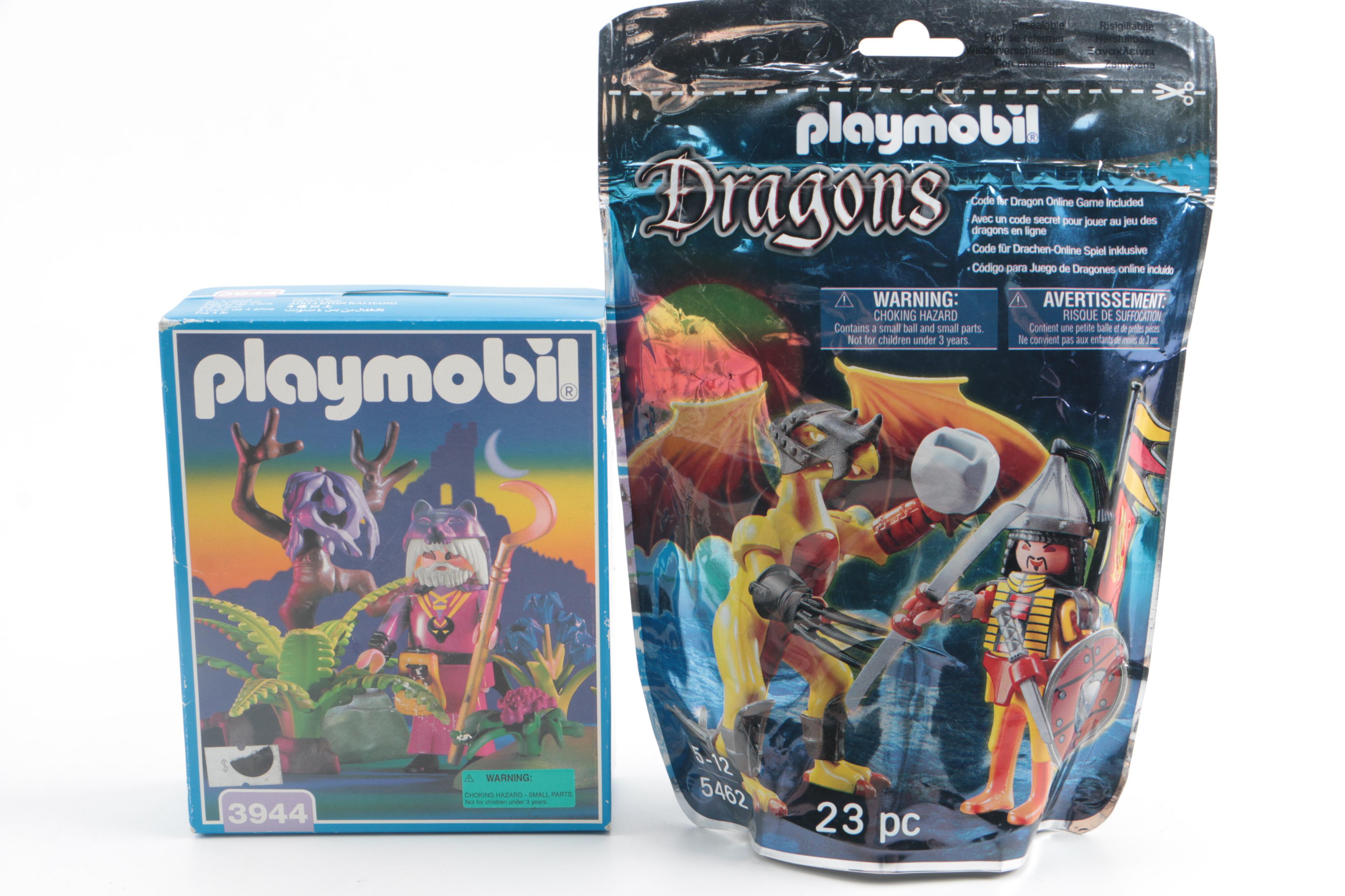 Playmobil Fantasy Themed Sets Including Magic Tree and Castle Dragon