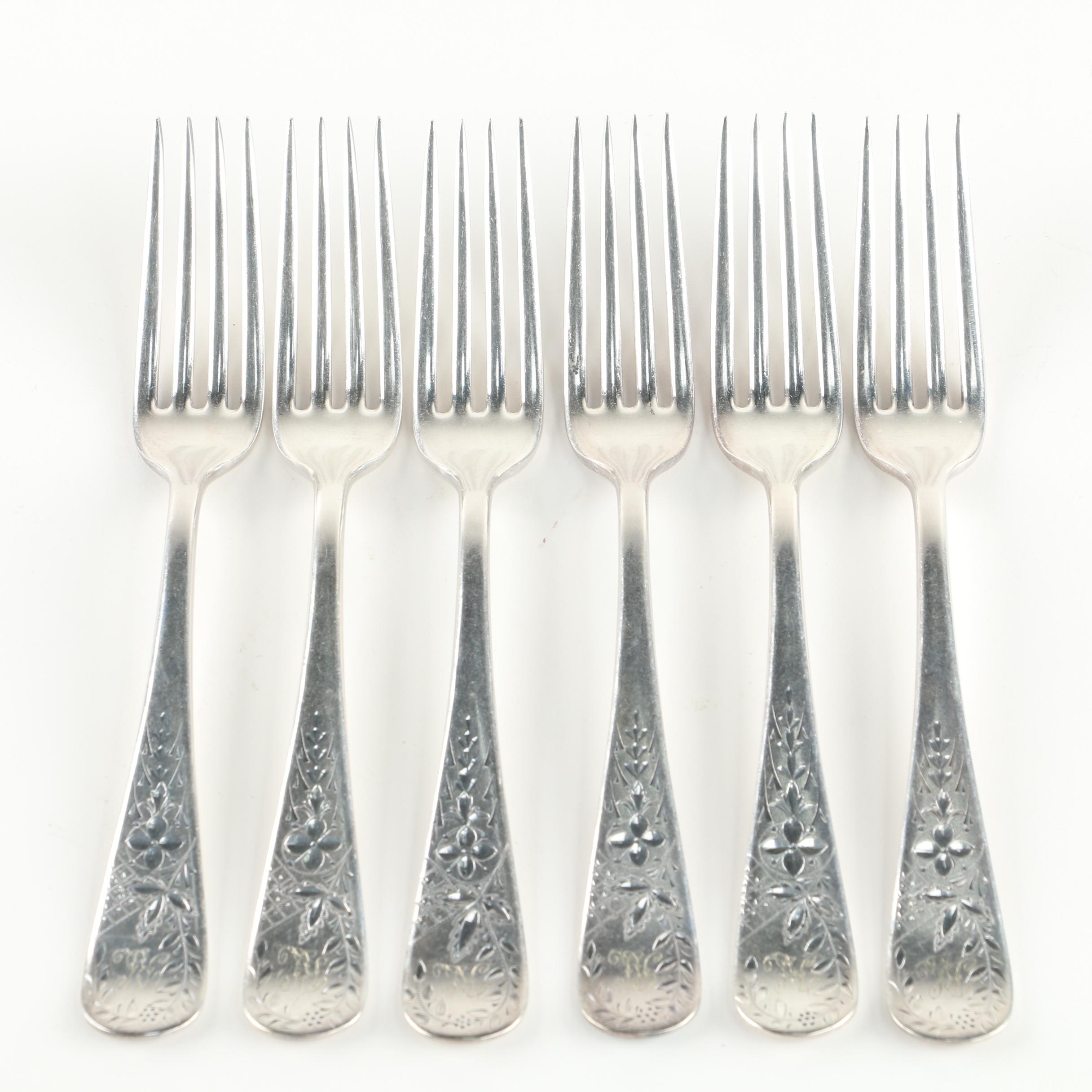 Antique 1847 Rogers Bros. Silver Plate Dinner Forks by Meriden Britannia Co.