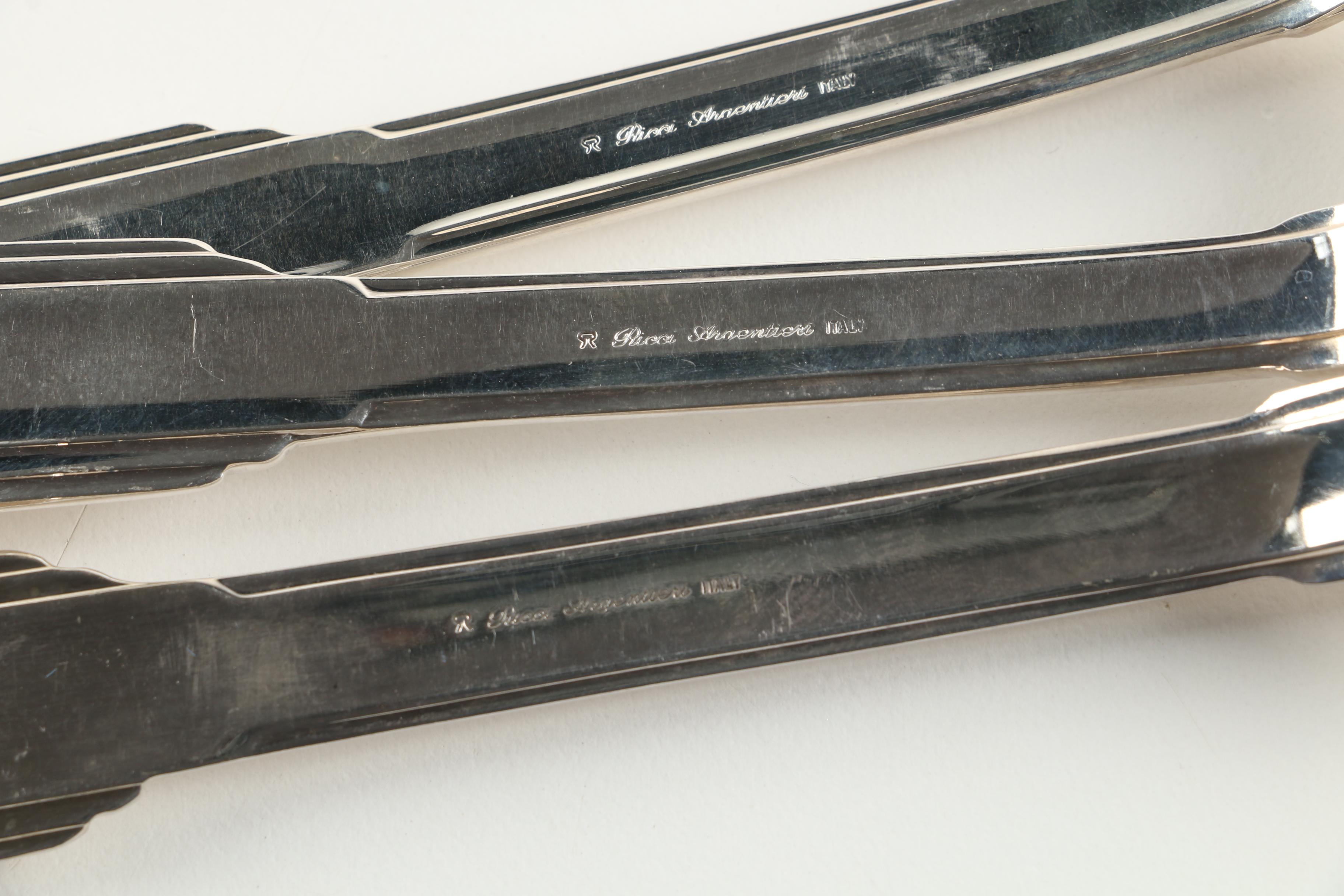Ricci Argentieri Italian "Art Deco" Stainless Steel Flatware