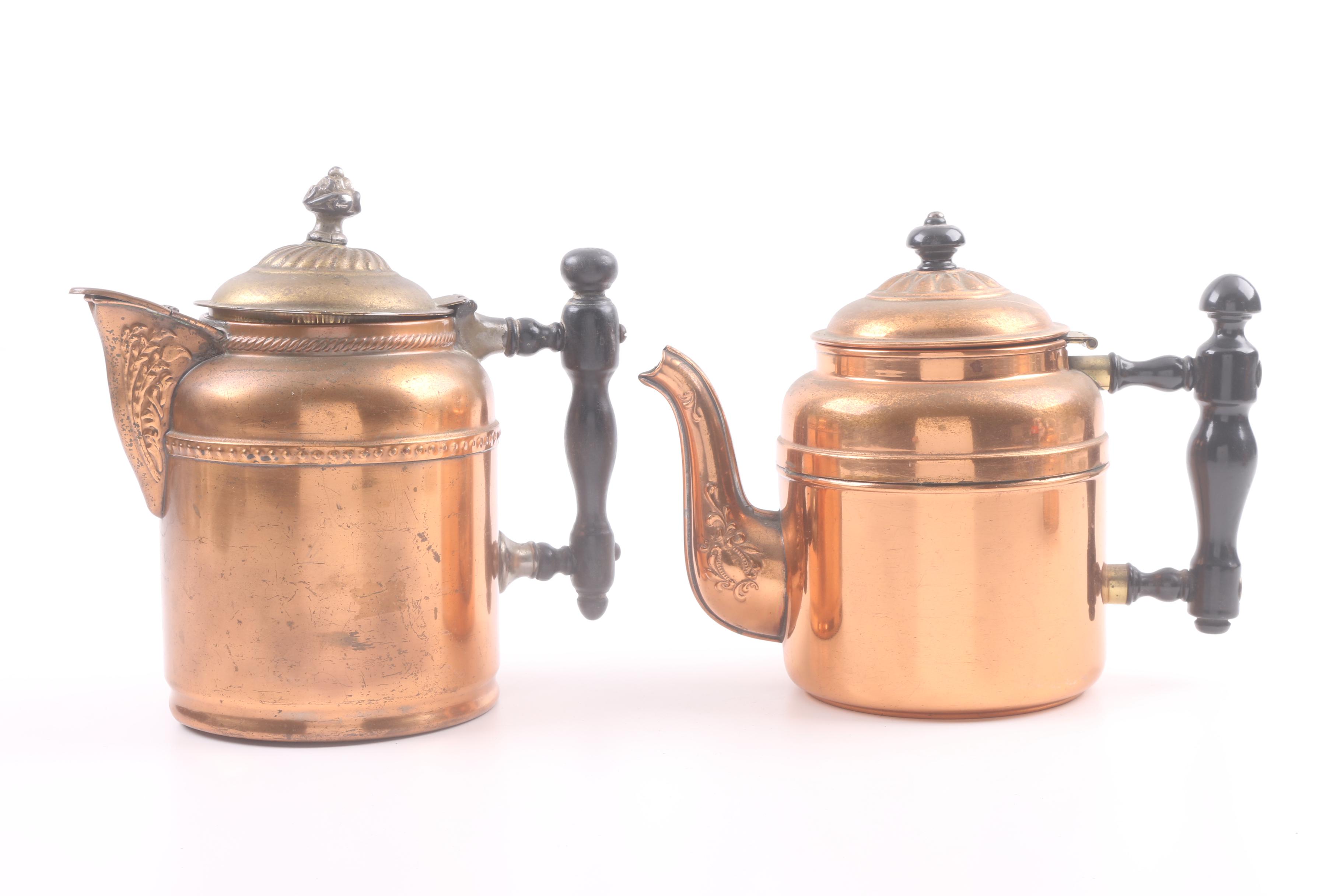 Vintage Cooper Kettles Including Repoussé Designs