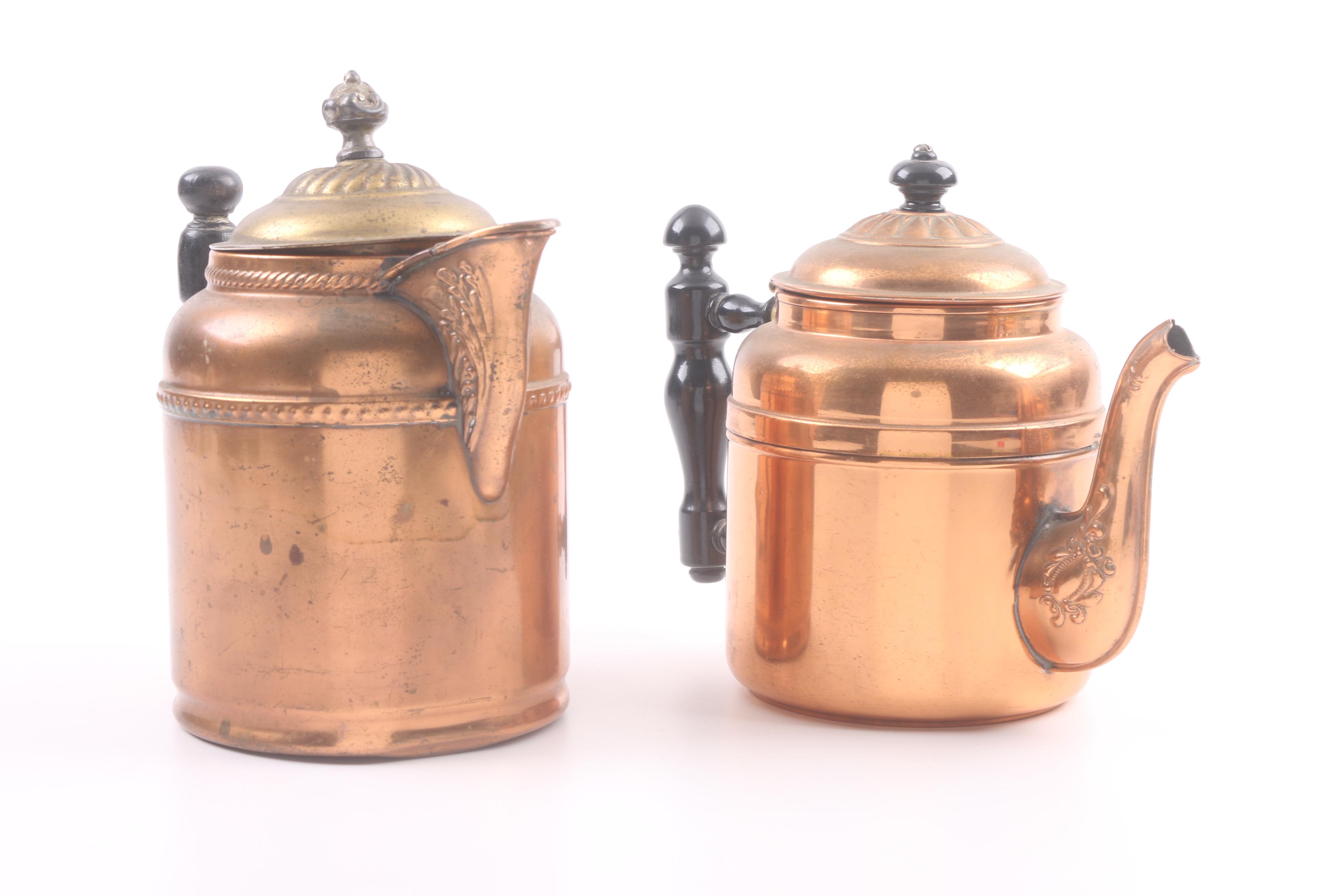 Vintage Cooper Kettles Including Repoussé Designs