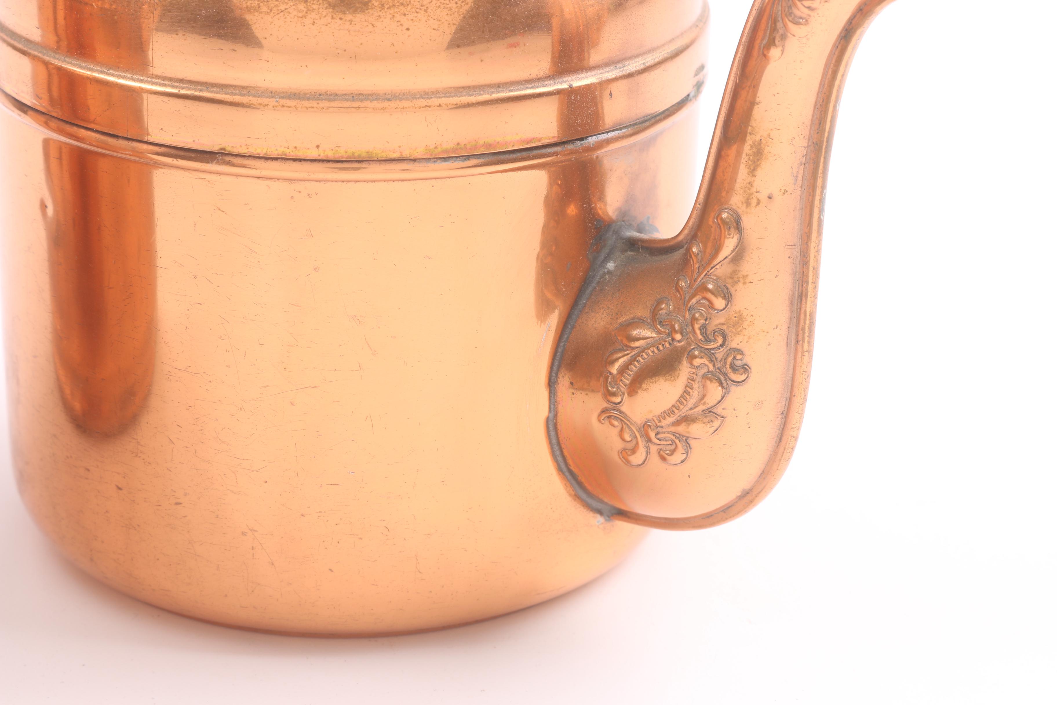 Vintage Cooper Kettles Including Repoussé Designs