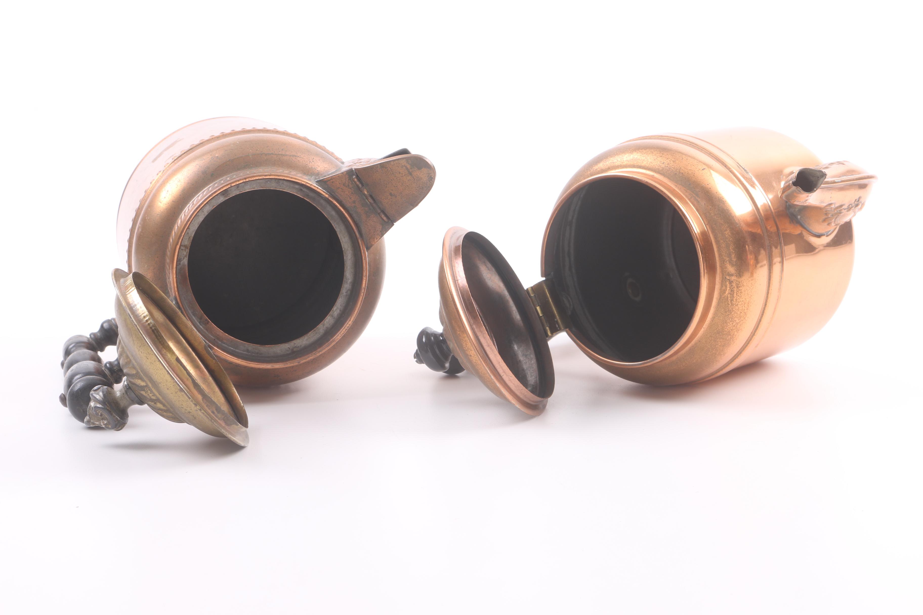 Vintage Cooper Kettles Including Repoussé Designs