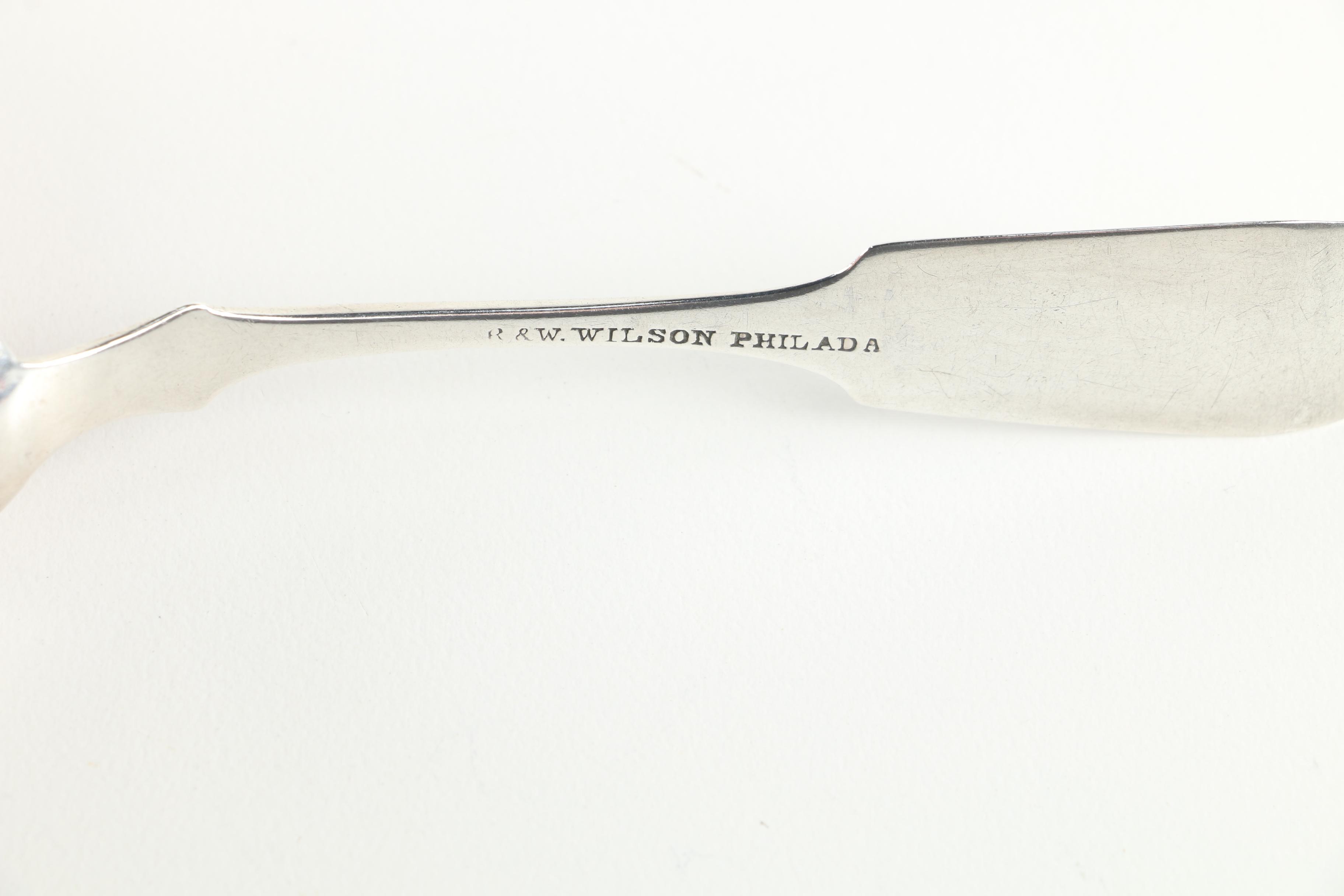 19th Century R. & W. Wilson American Coin Silver Fiddle Handle Teaspoons