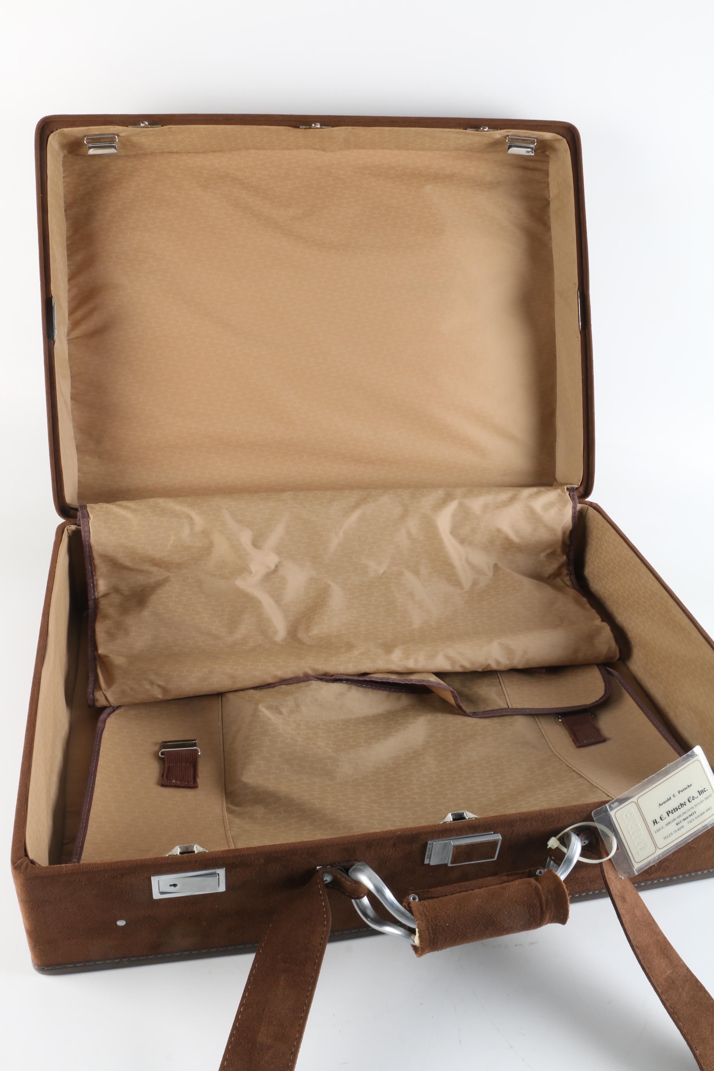 Vintage Hartmann Brown Suede Hardcover Suitcase with Signature Lining