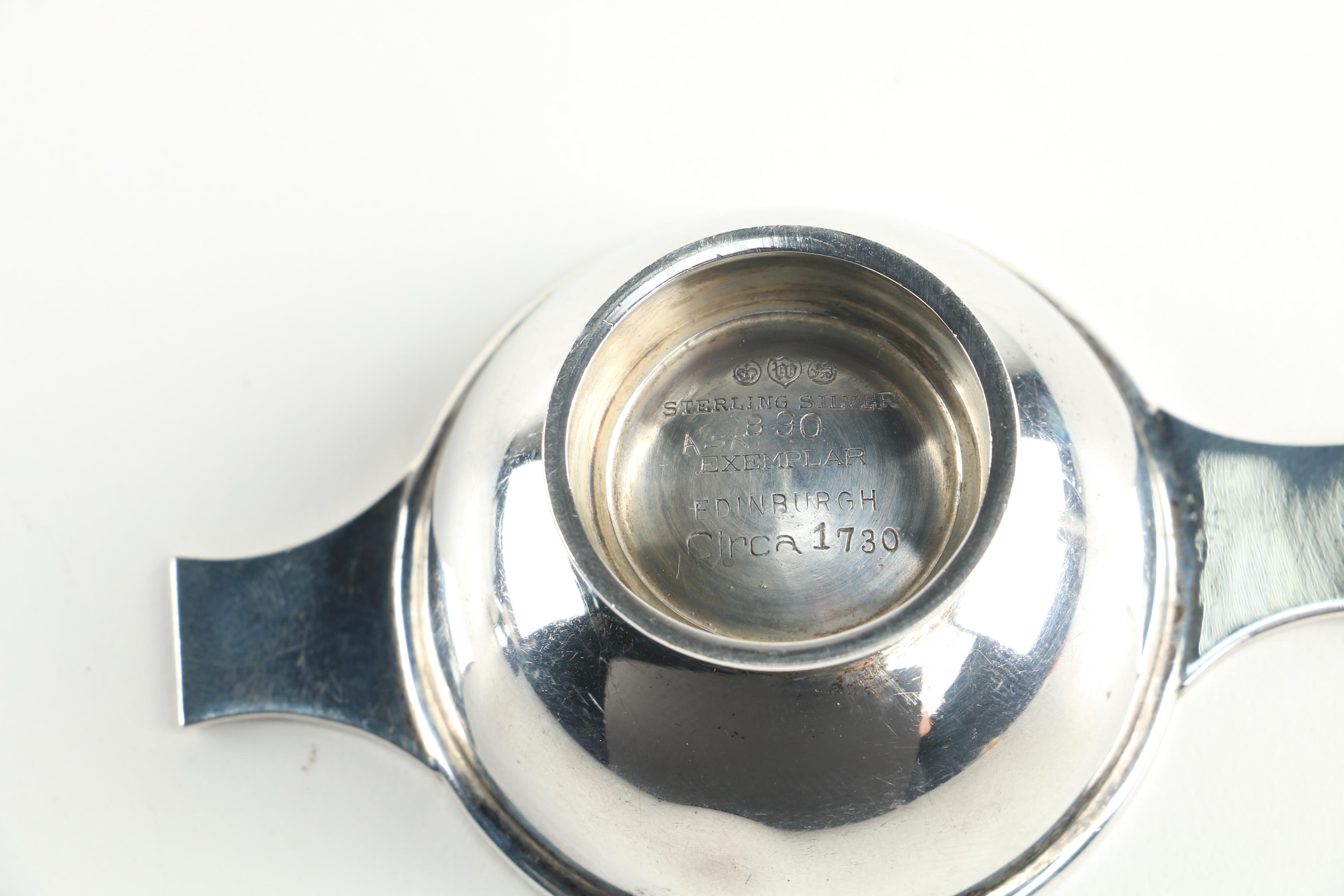 Watson Company "Exemplar" Sterling Silver Double-Handled Quaich Bowls