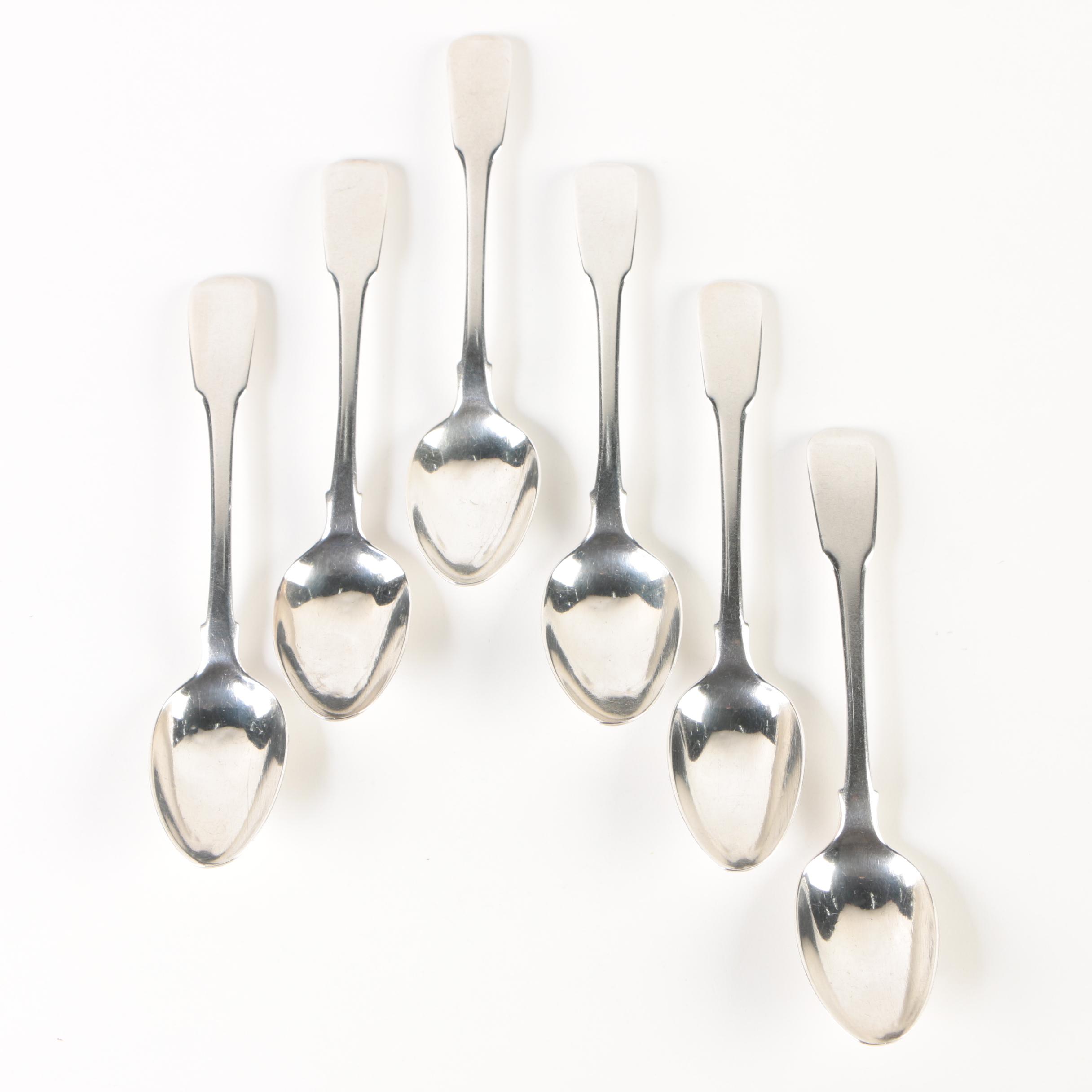 Early 19th Century Thomas Wilkes Barker Sterling Fiddle Handle Demitasse Spoons