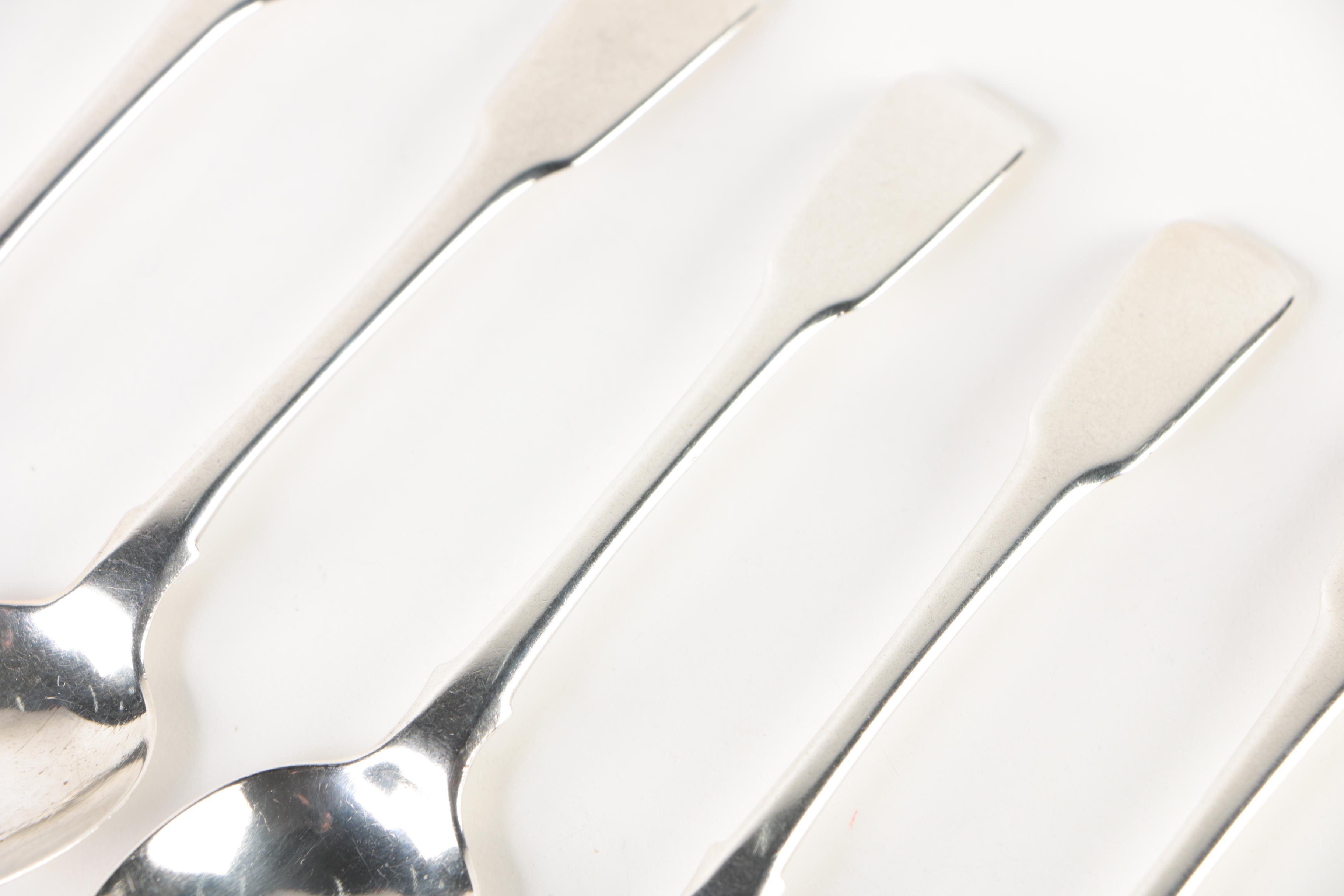 Early 19th Century Thomas Wilkes Barker Sterling Fiddle Handle Demitasse Spoons