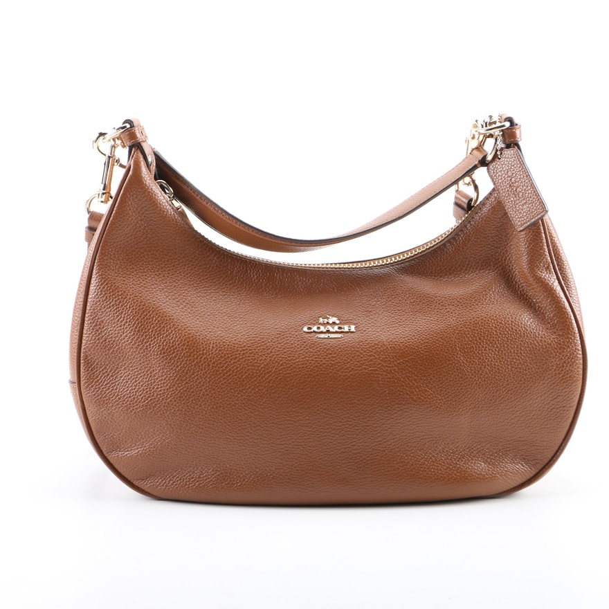 Coach Harley East West Pebbled Brown Leather Hobo Bag