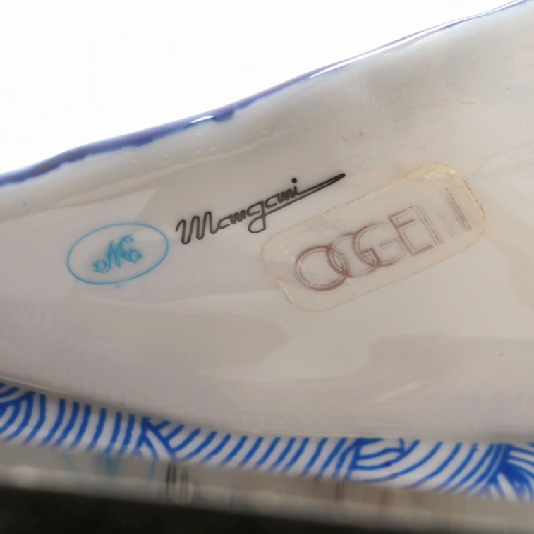 Italian Blue & White Gilt Porcelain Dolphin by Giulia Mangani for Oggetti