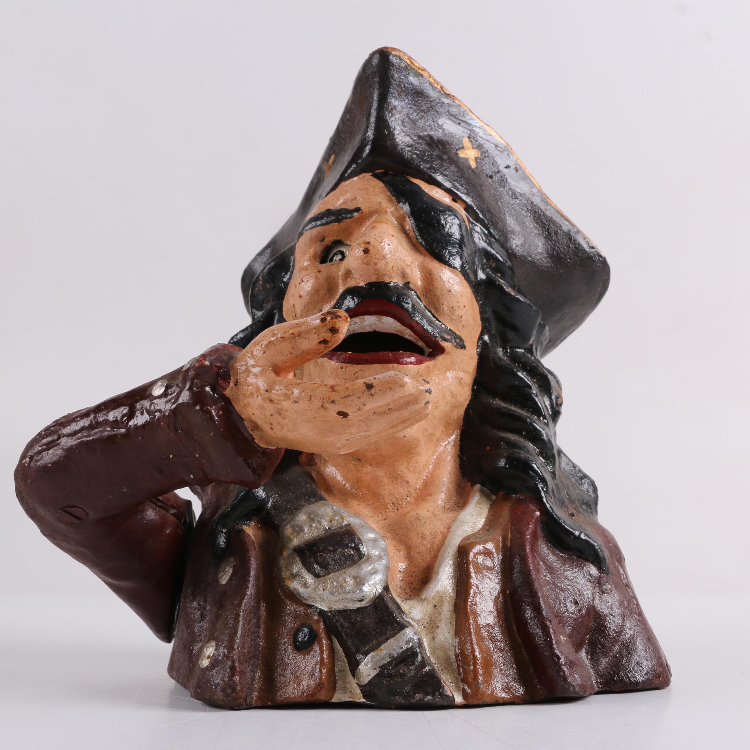 Cast Iron Mechanical Pirate Coin Bank