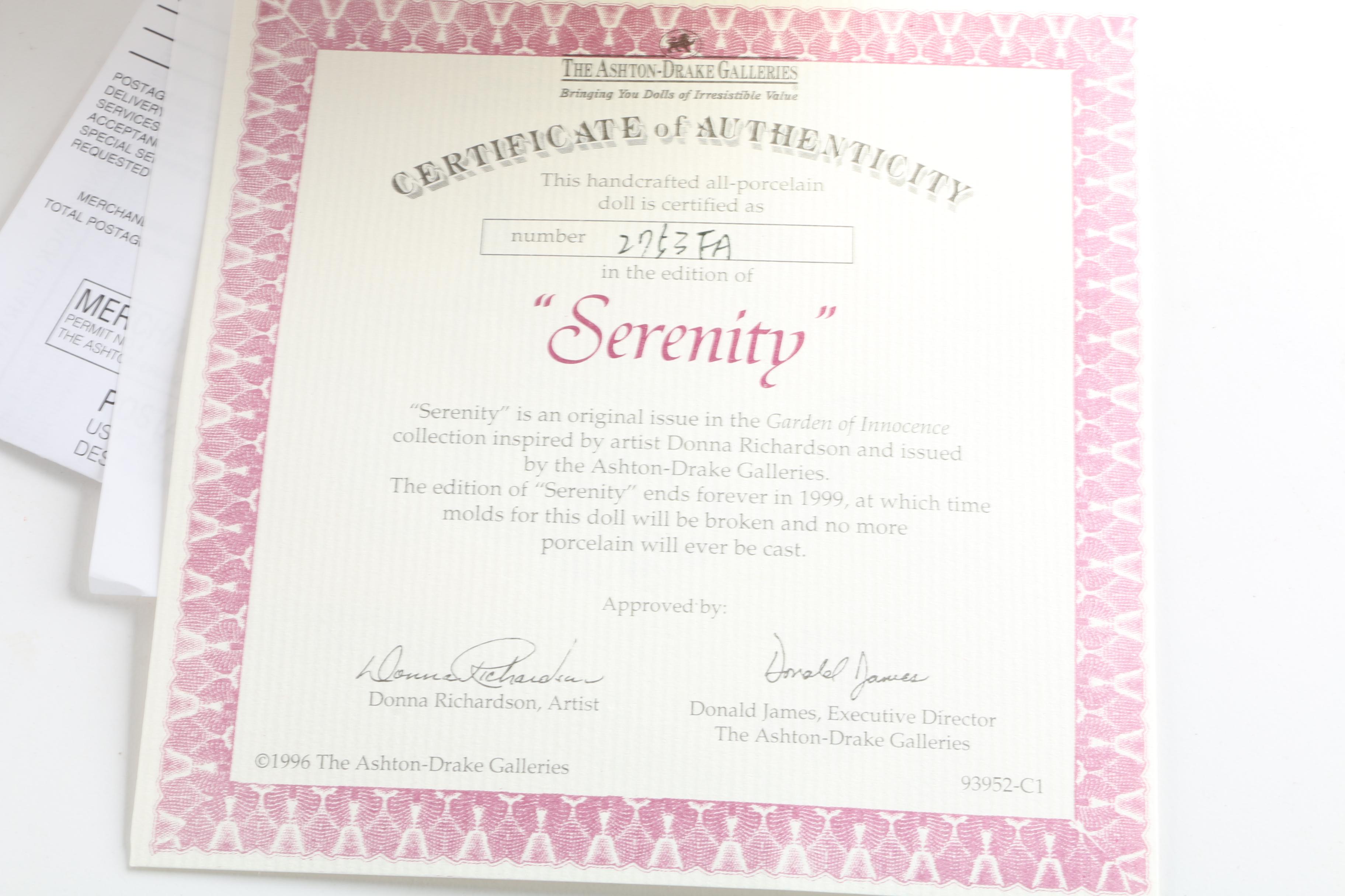 1996 Ashton-Drake Galleries "Garden of Innocence" Porcelain Dolls