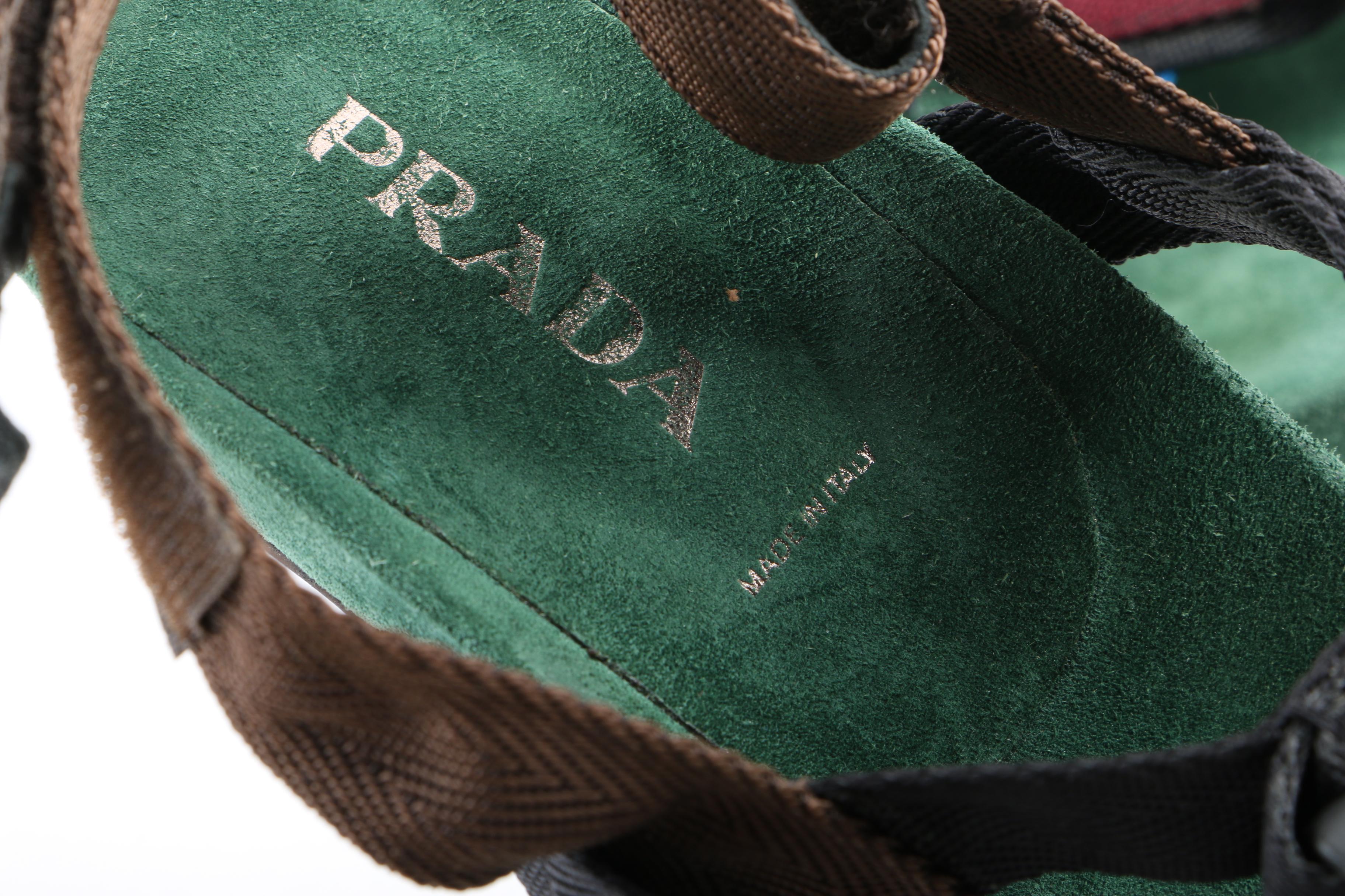 Prada Sample Calzature Donna Sheeza Suede High Heels with Nylon Straps