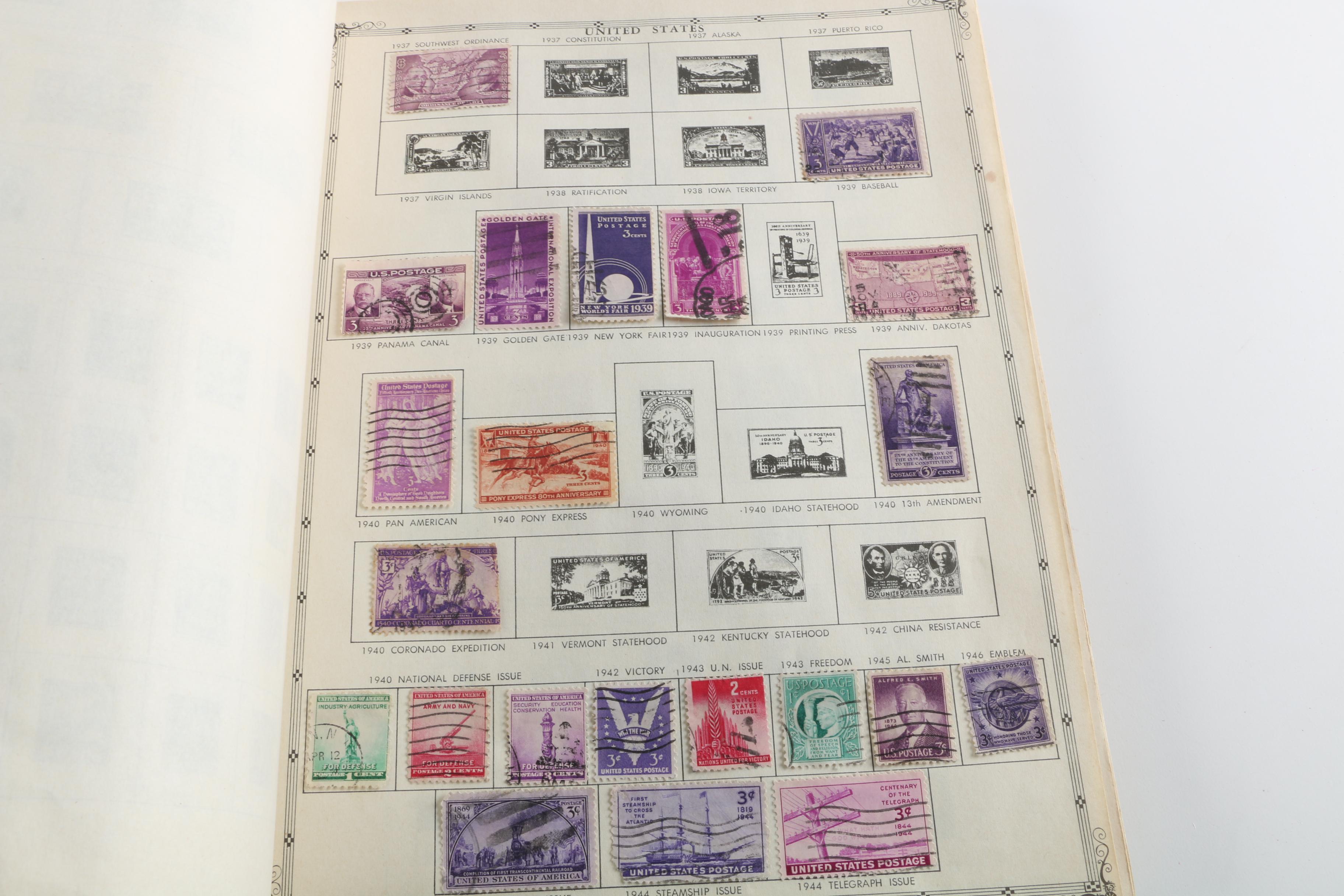 "The Jefferson United States Stamp Album" with Stamps