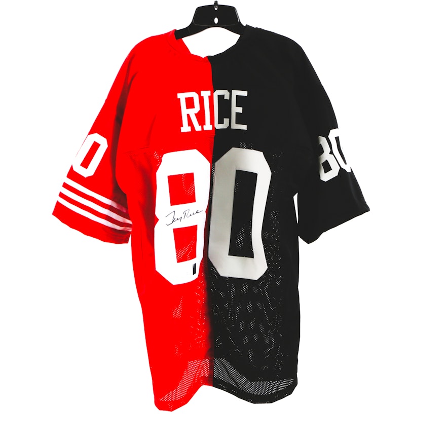 Jerry Rice Signed Two Team Jersey  COA
