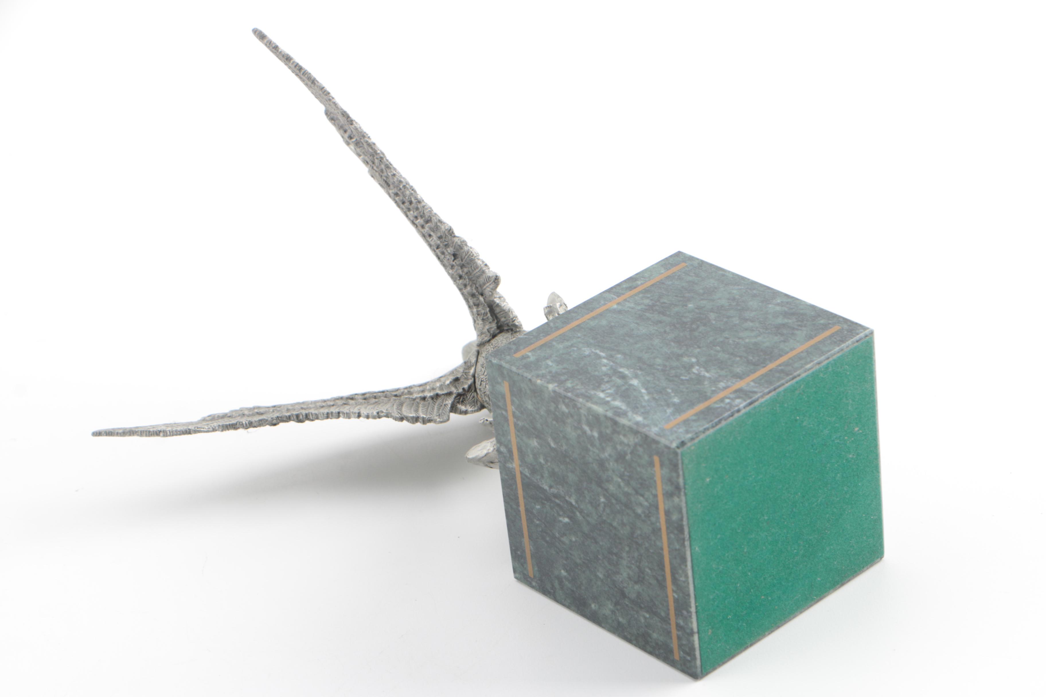 1994 Fort Fine Pewter Master Edition Duck Sculpture on a Stone Base