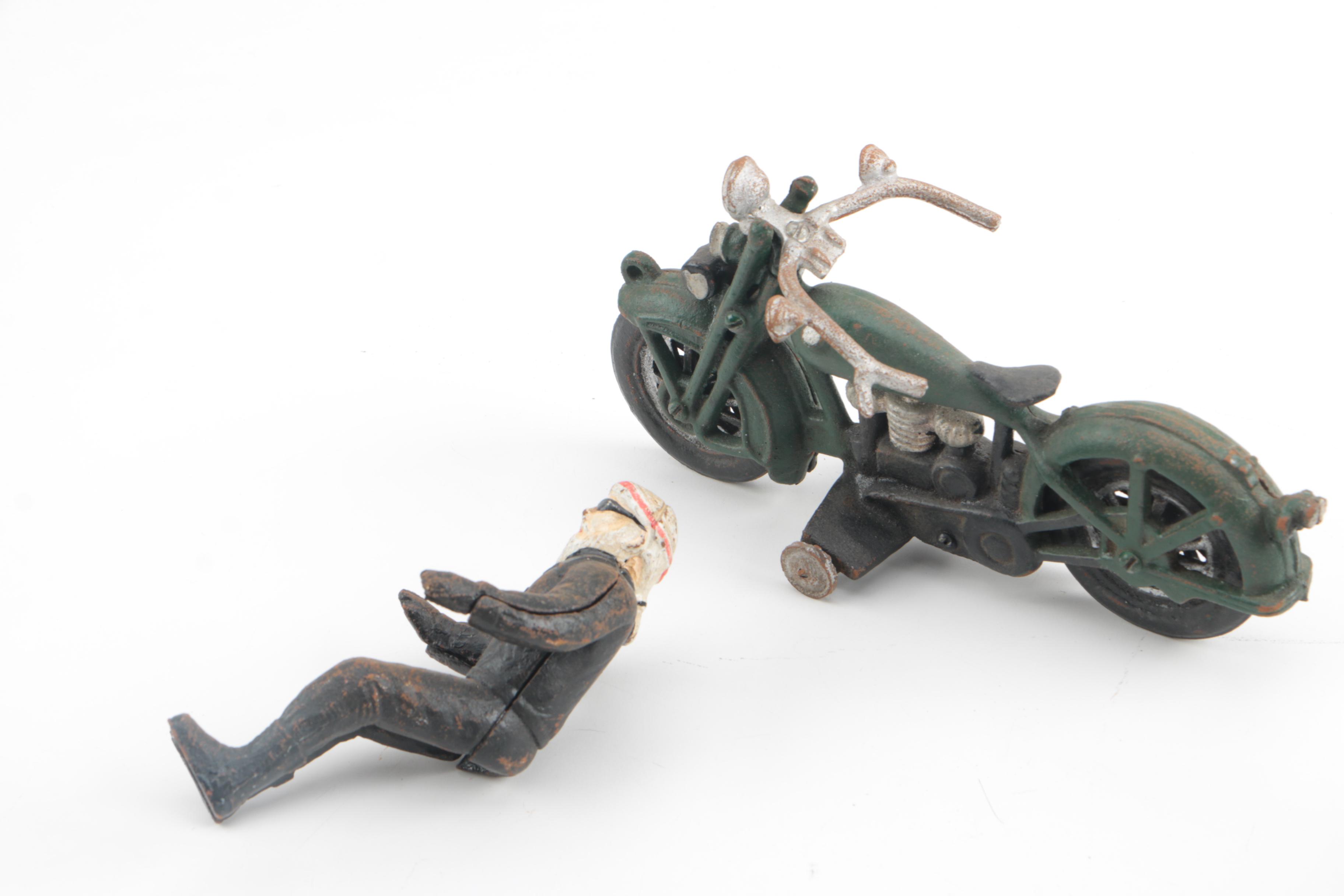 Cast Iron Mortorcycle Figurines and Indian Chief PowerPlus Sign
