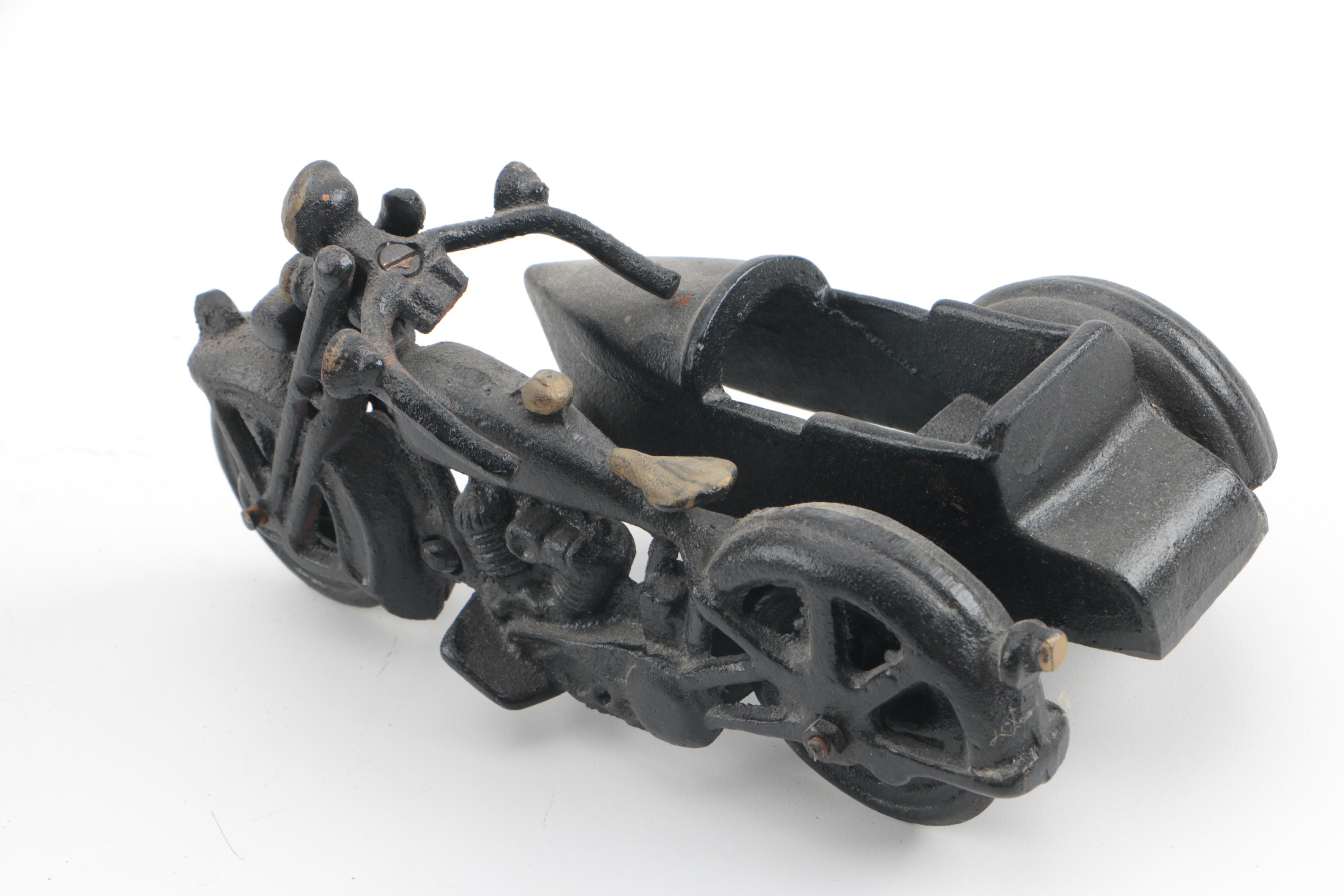 Cast Iron Mortorcycle Figurines and Indian Chief PowerPlus Sign