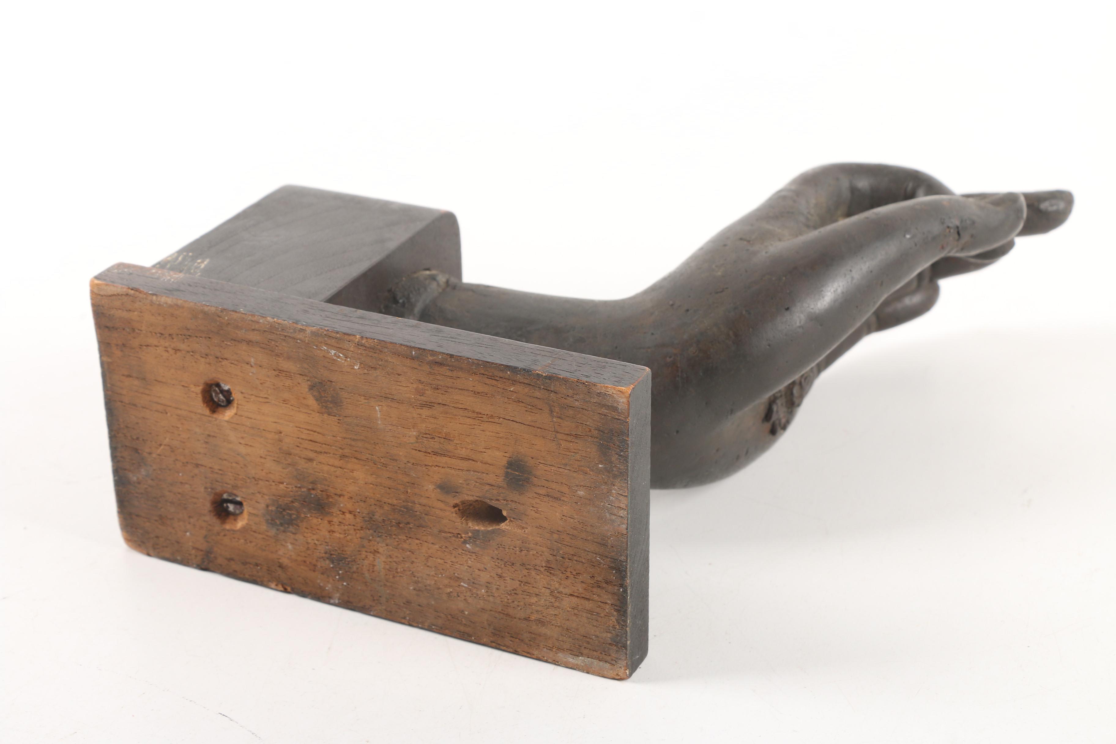 Buddhist "Vitarka Mudra" Hand Gesture Wood and Metal Bookend