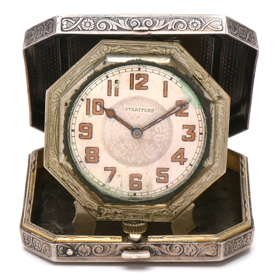 Stratford Watch With Sterling Silver Enameled Floral Case