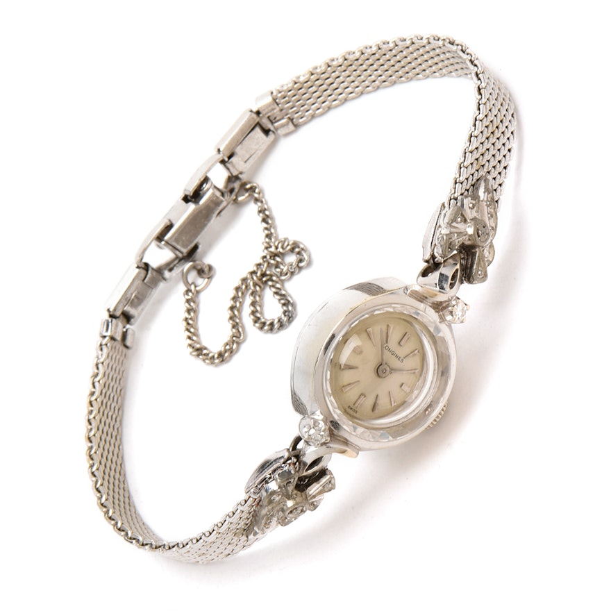 Longines 14K White Gold Diamond Wristwatch