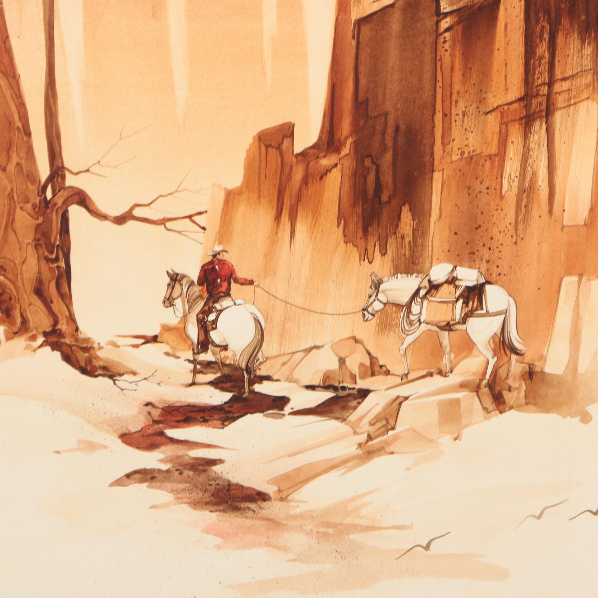 Michael Atkinson Watercolor Painting "Creek Crossing"