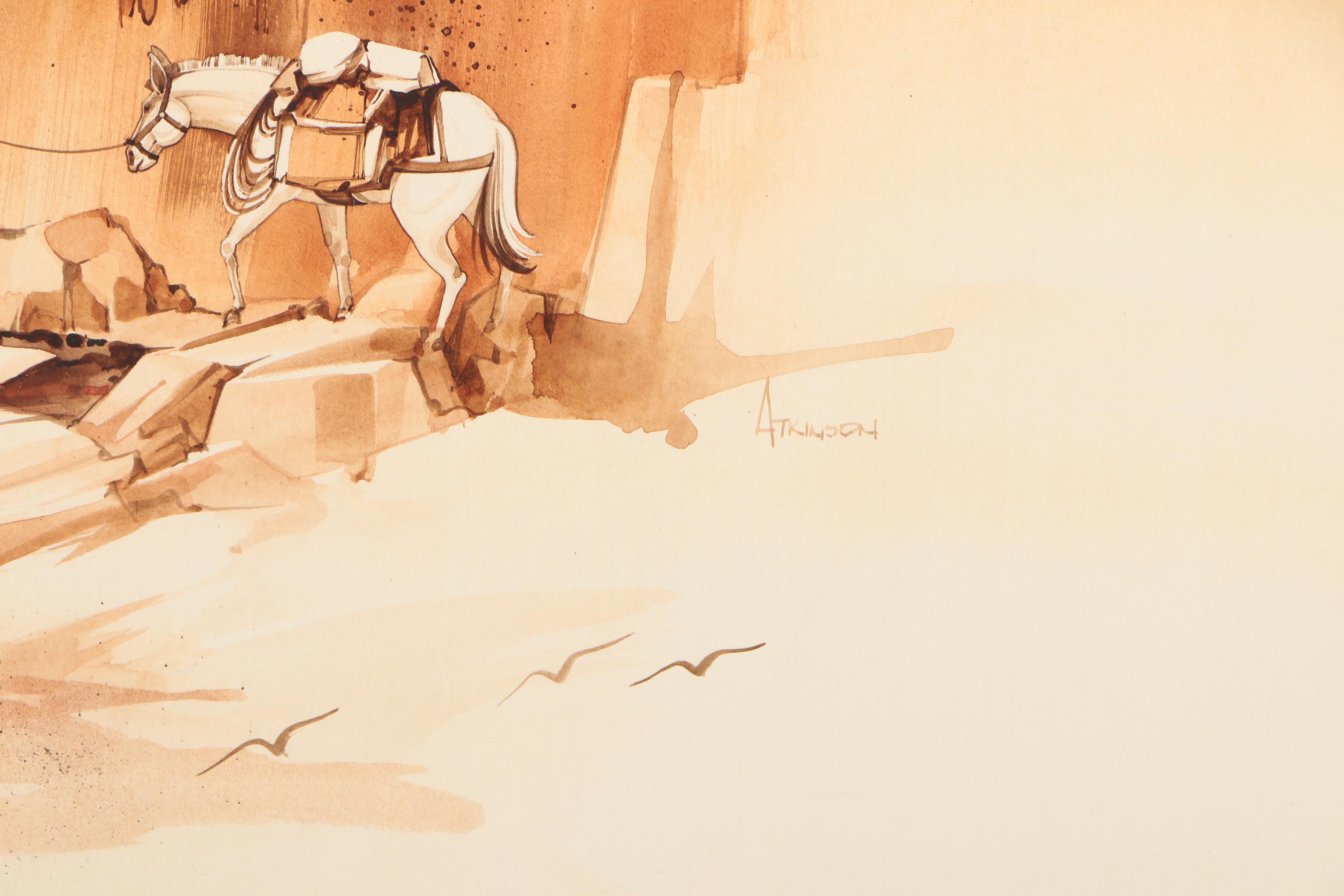 Michael Atkinson Watercolor Painting "Creek Crossing"