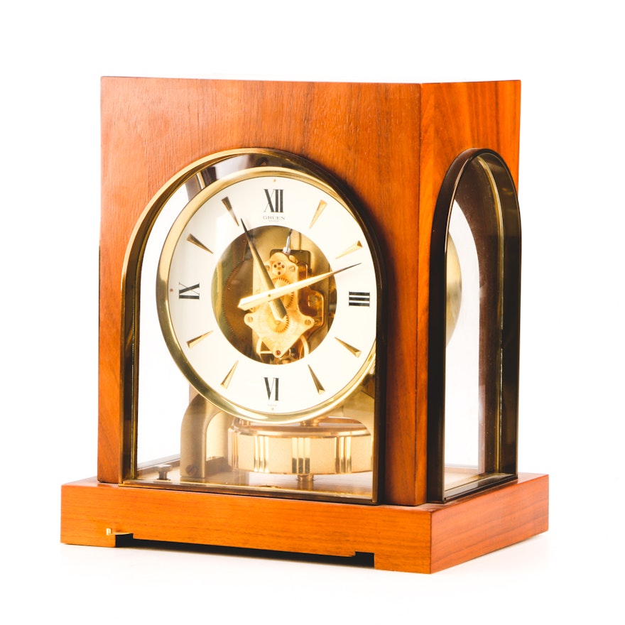 Gruen Guild Wood Cased Atmos Mantel Clock