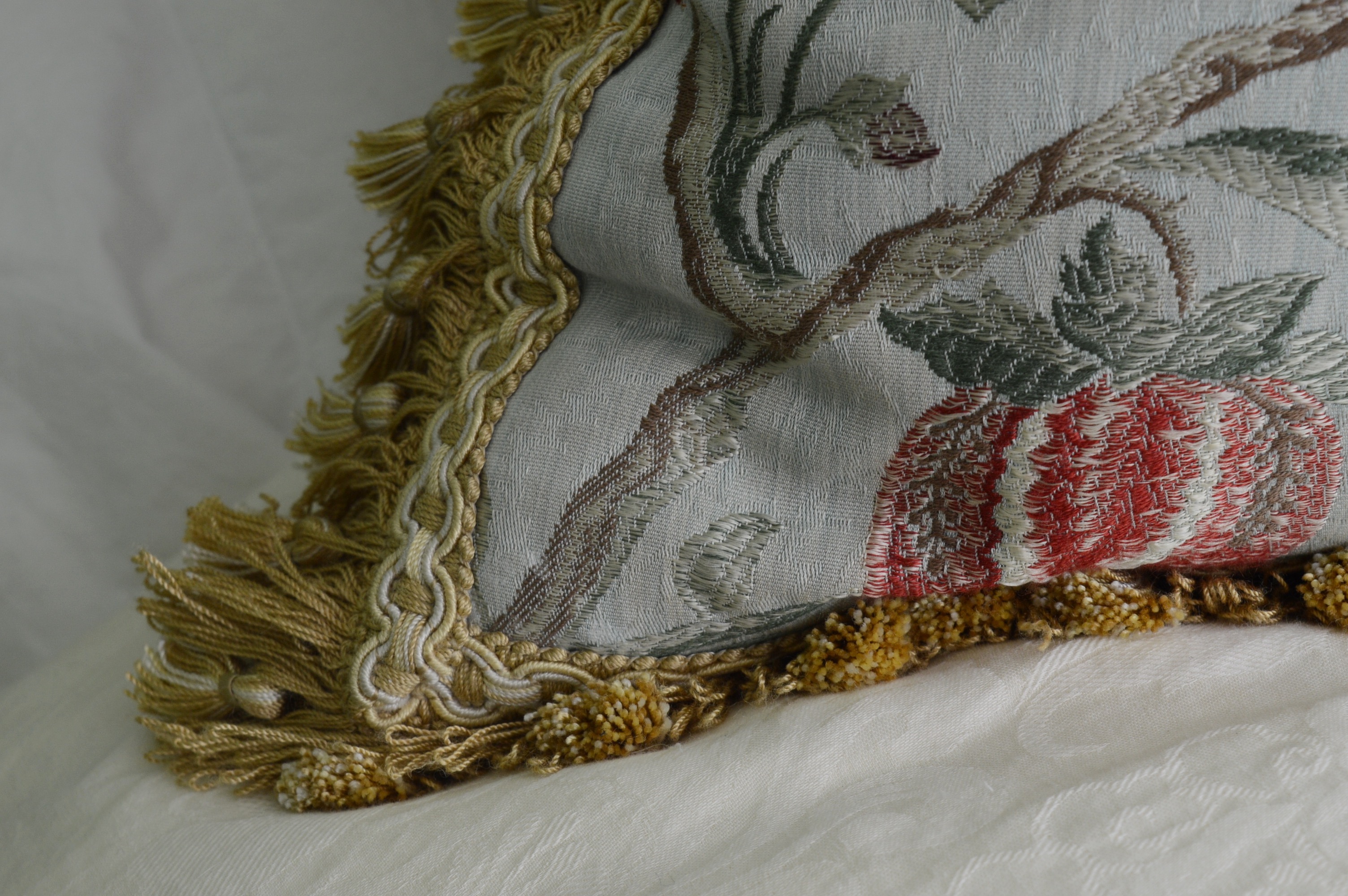 Custom Queen Headboard with Scalamandre Pillow and Luxurious Bedding