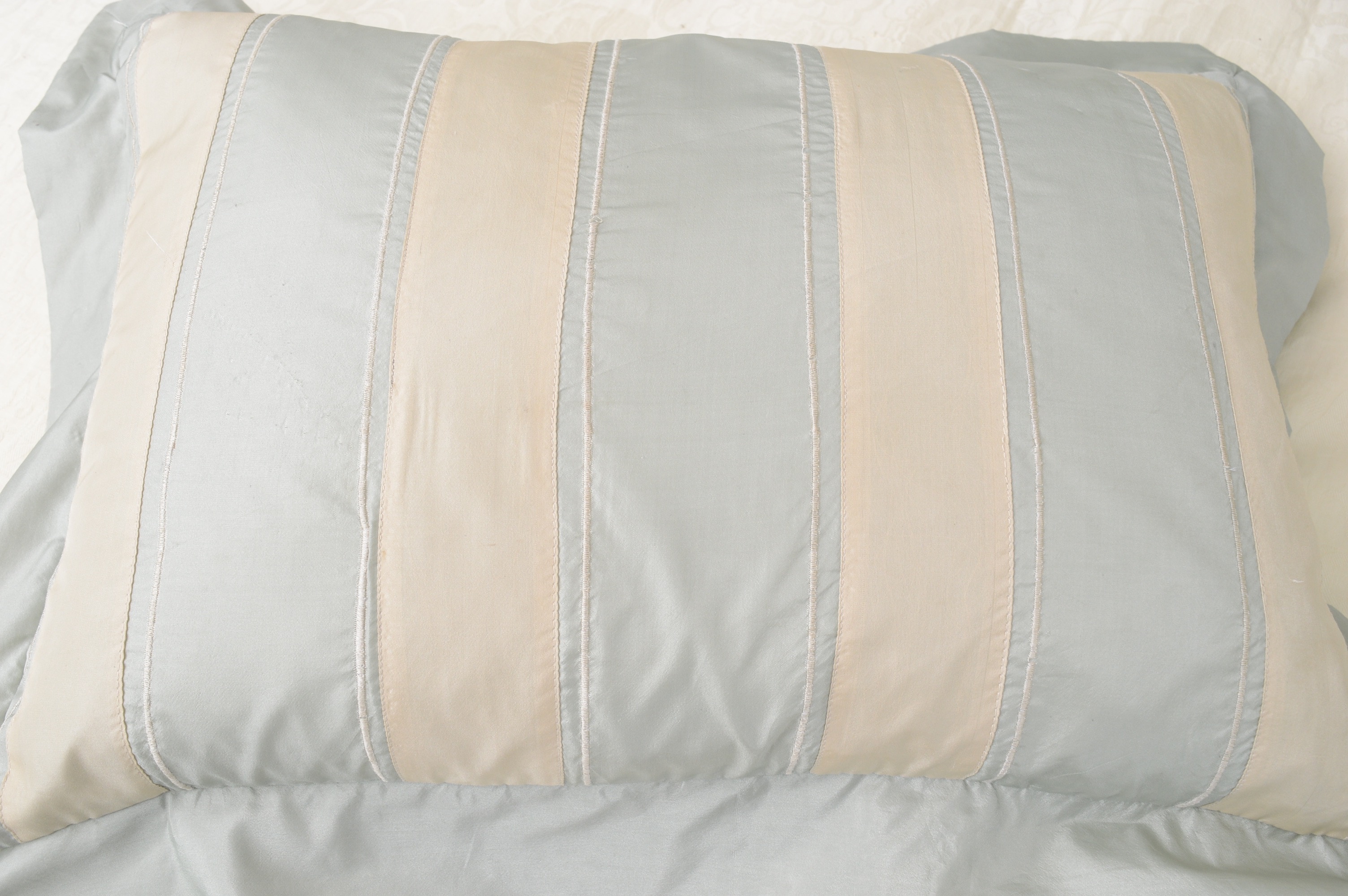 Custom Queen Headboard with Scalamandre Pillow and Luxurious Bedding