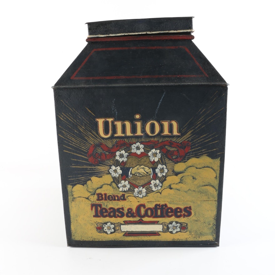 Painted "Union Blend Teas and Coffees" Metal Canister