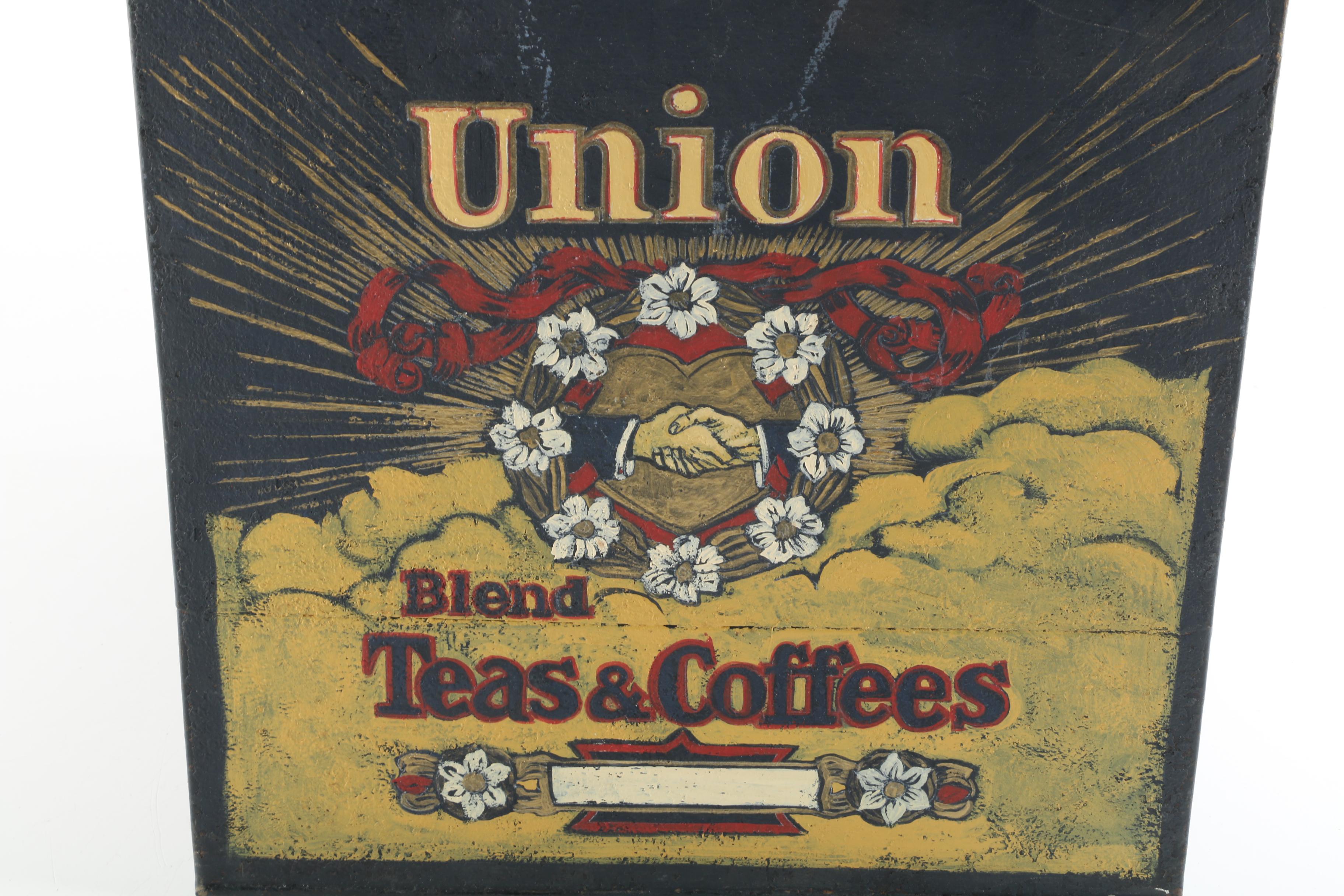 Painted "Union Blend Teas and Coffees" Metal Canister