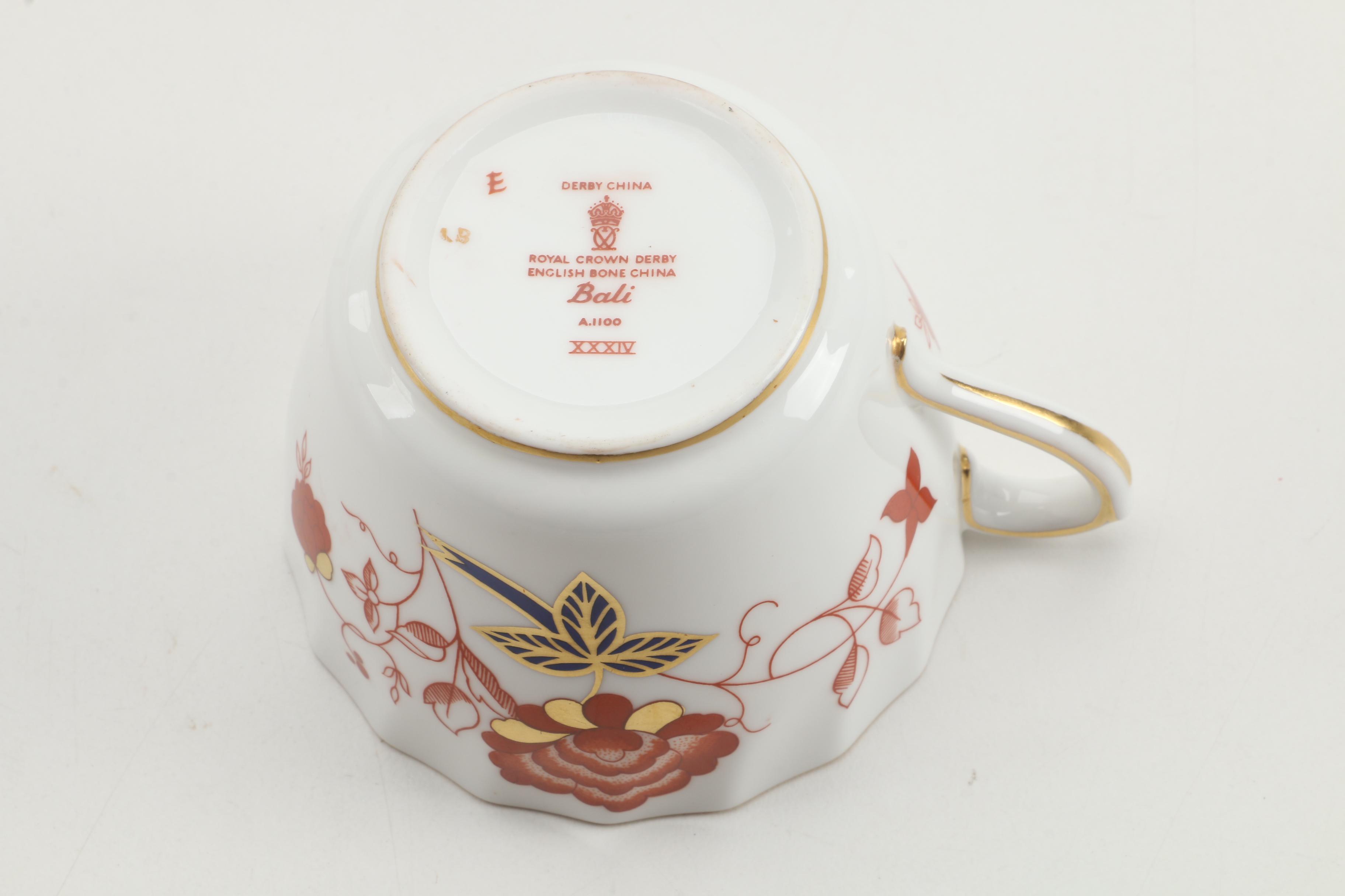 Royal Crown Derby "Bali" Bone China Cups and Saucers Circa 1975 - 1992