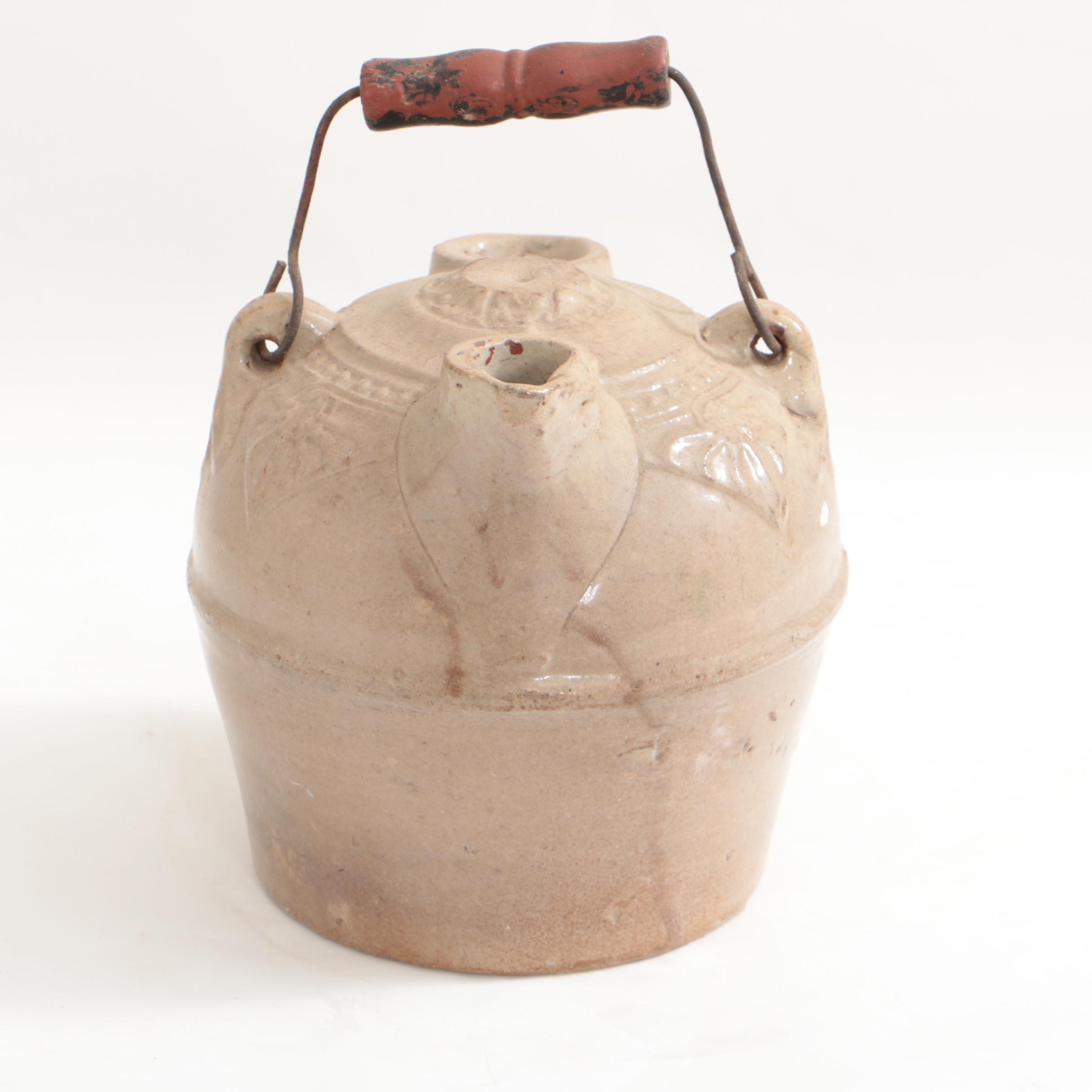 Antique F.H. Weeks Stoneware Syrup Jug, Whiskey Jug and Container