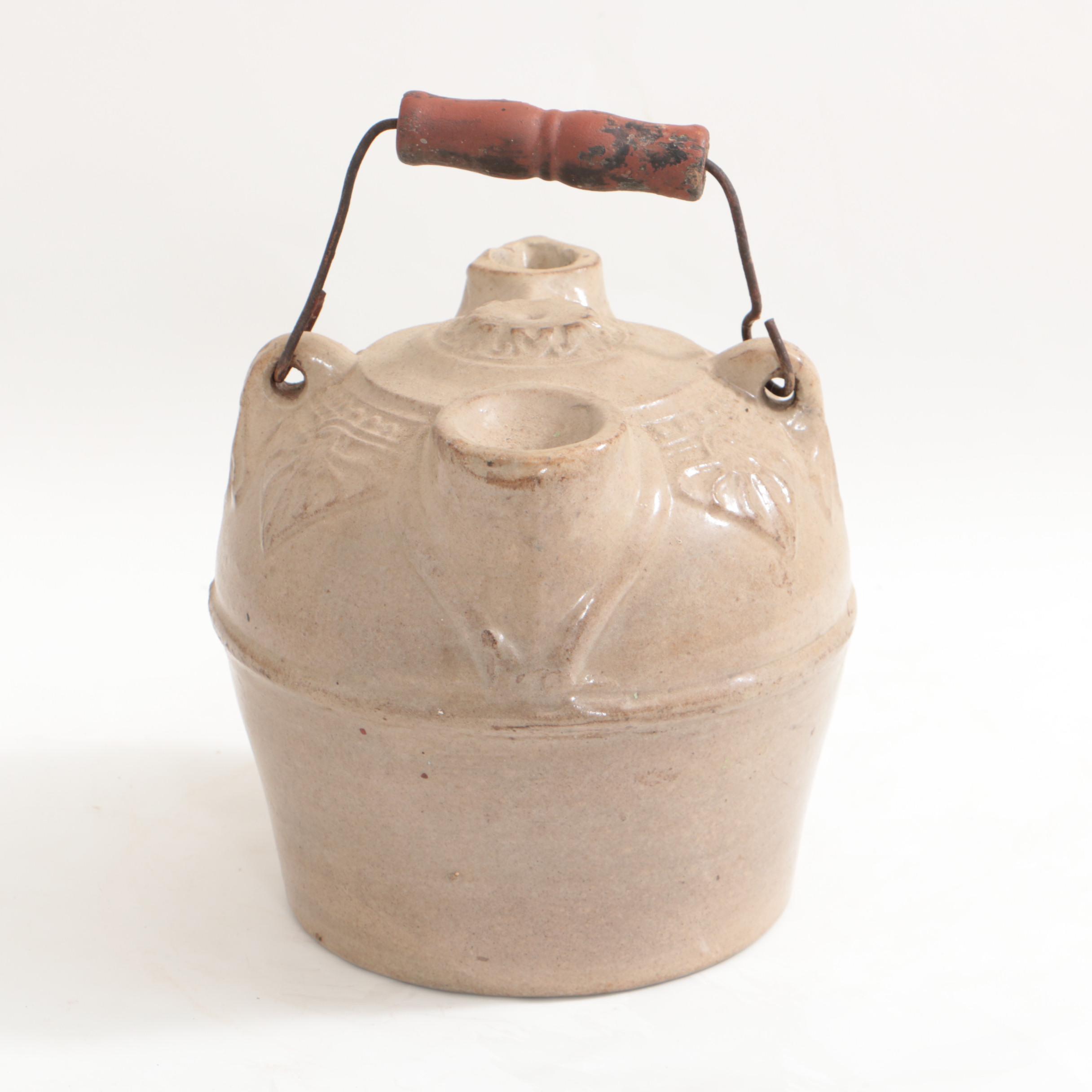 Antique F.H. Weeks Stoneware Syrup Jug, Whiskey Jug and Container