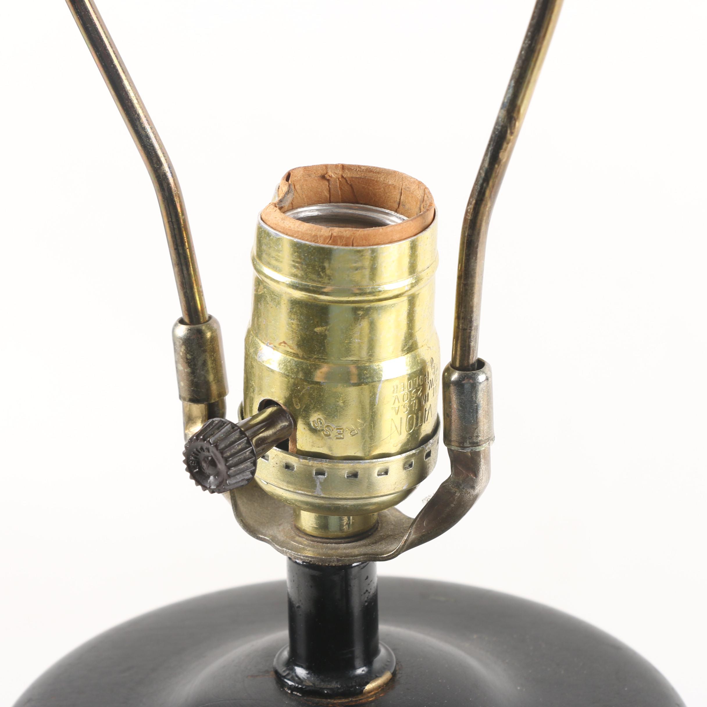 Vintage Japanese Bronze Tone Champlevé with Cloisonné Lamp