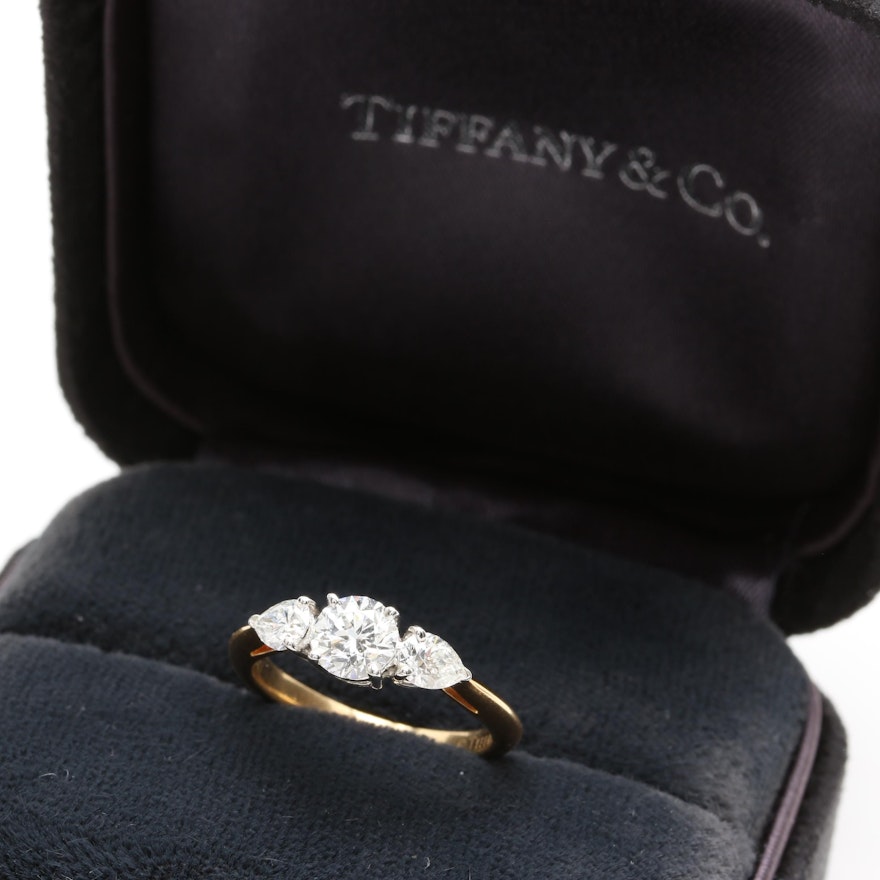 Tiffany & Co. Platinum and 18K Gold Diamond Ring with Tiffany & Co. Certificates